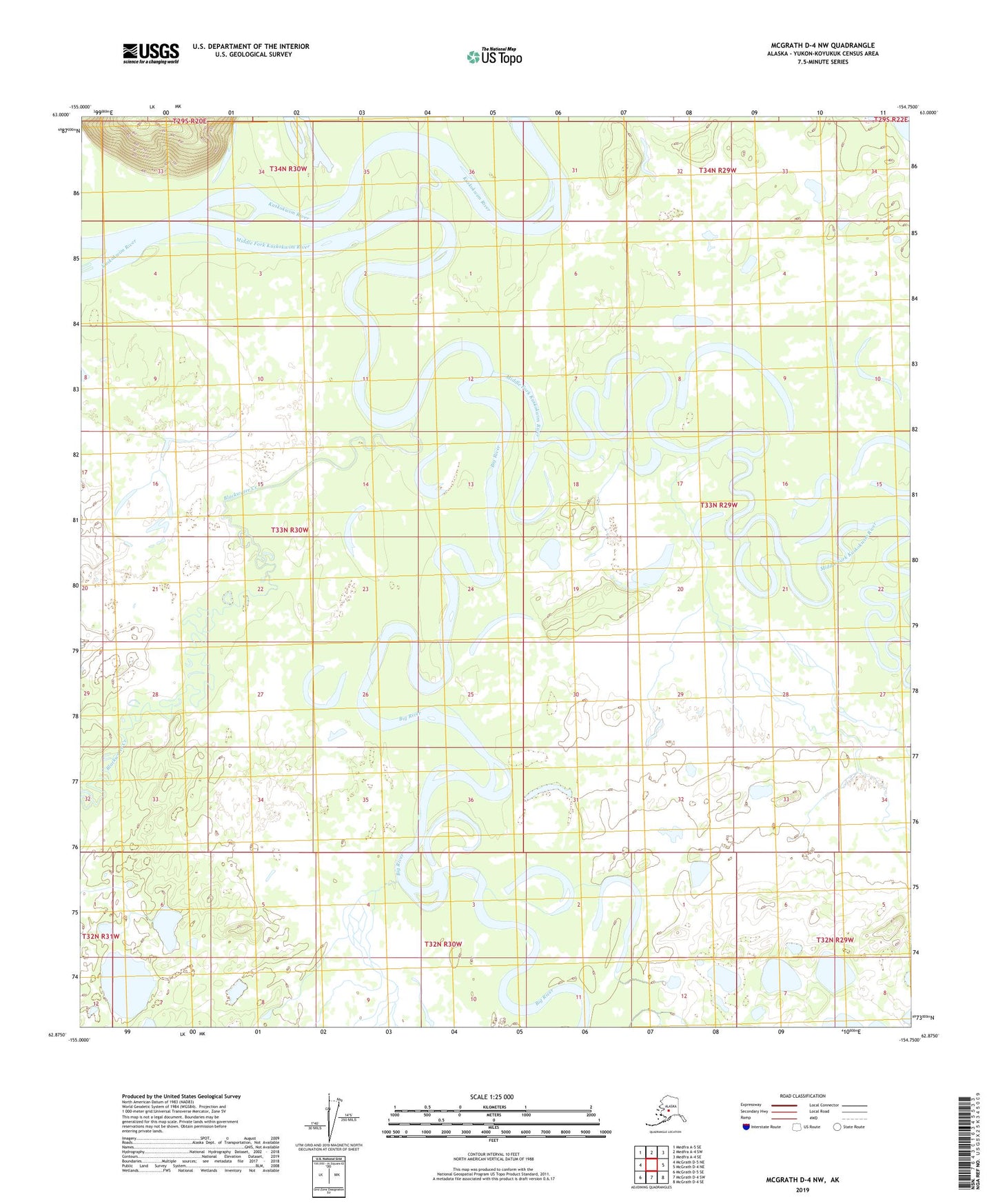 McGrath D-4 NW Alaska US Topo Map Image