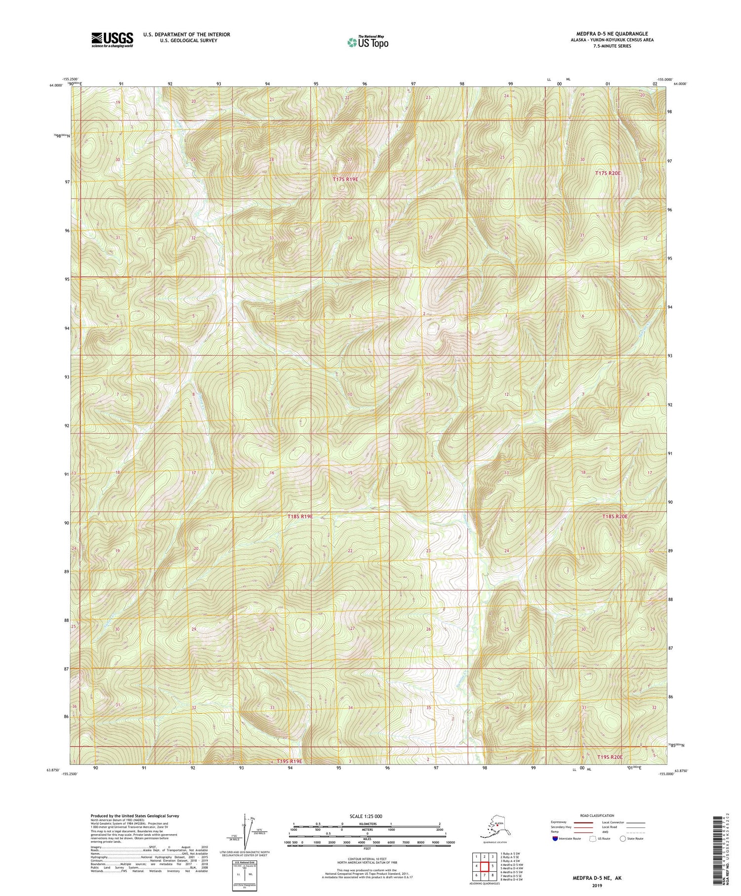 Medfra D-5 NE Alaska US Topo Map Image
