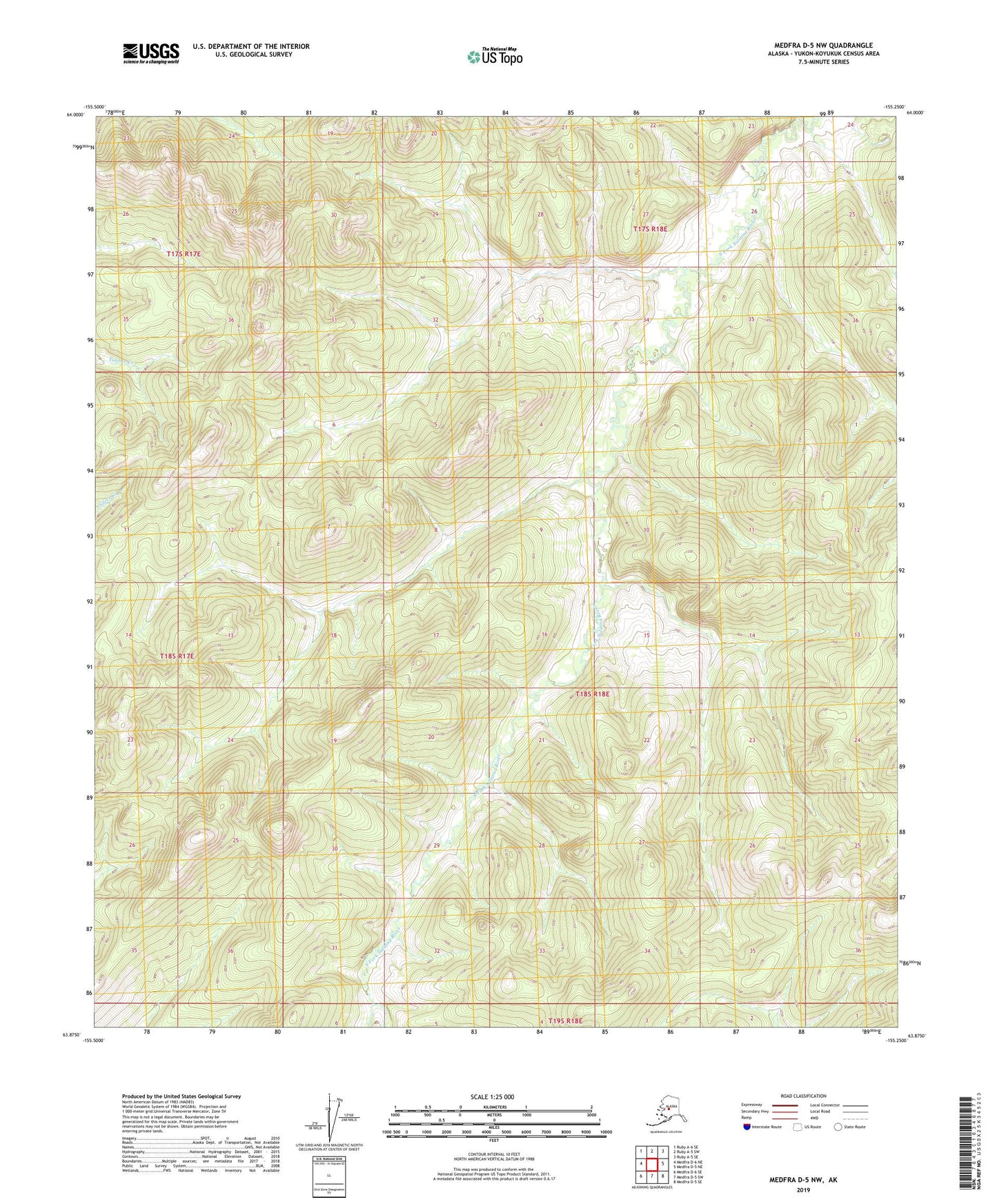 Medfra D-5 NW Alaska US Topo Map Image