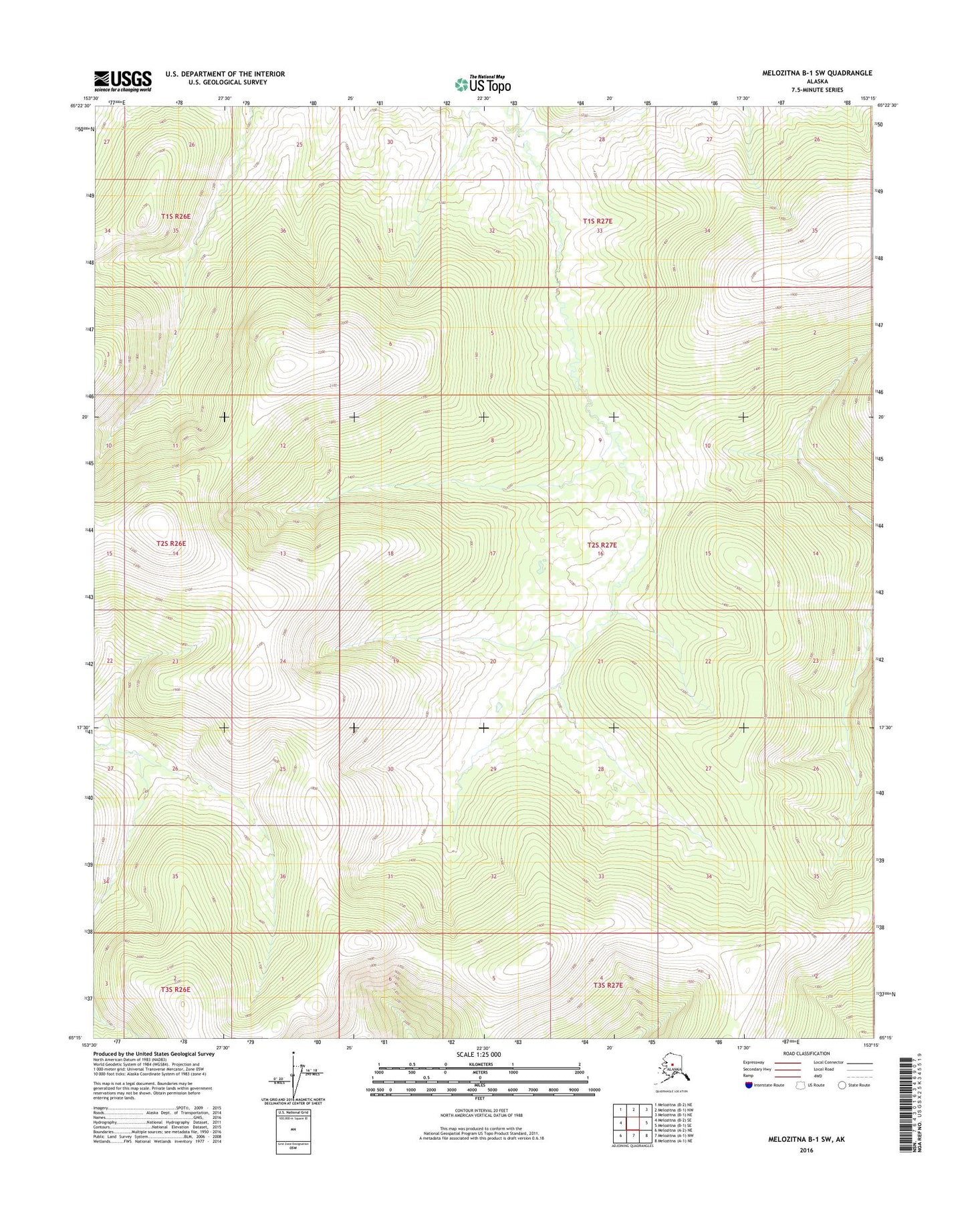 Melozitna B-1 SW Alaska US Topo Map Image