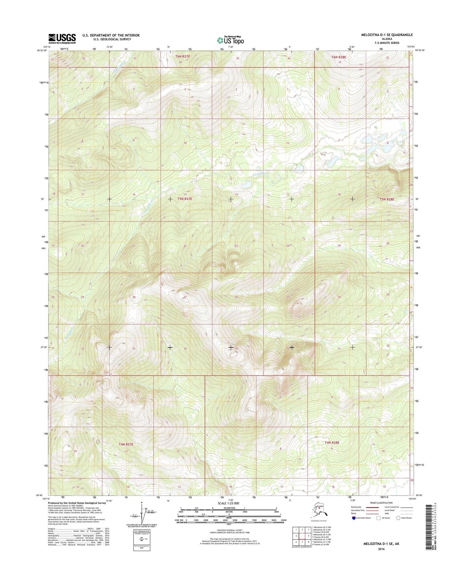Melozitna D-1 SE Alaska US Topo Map Image