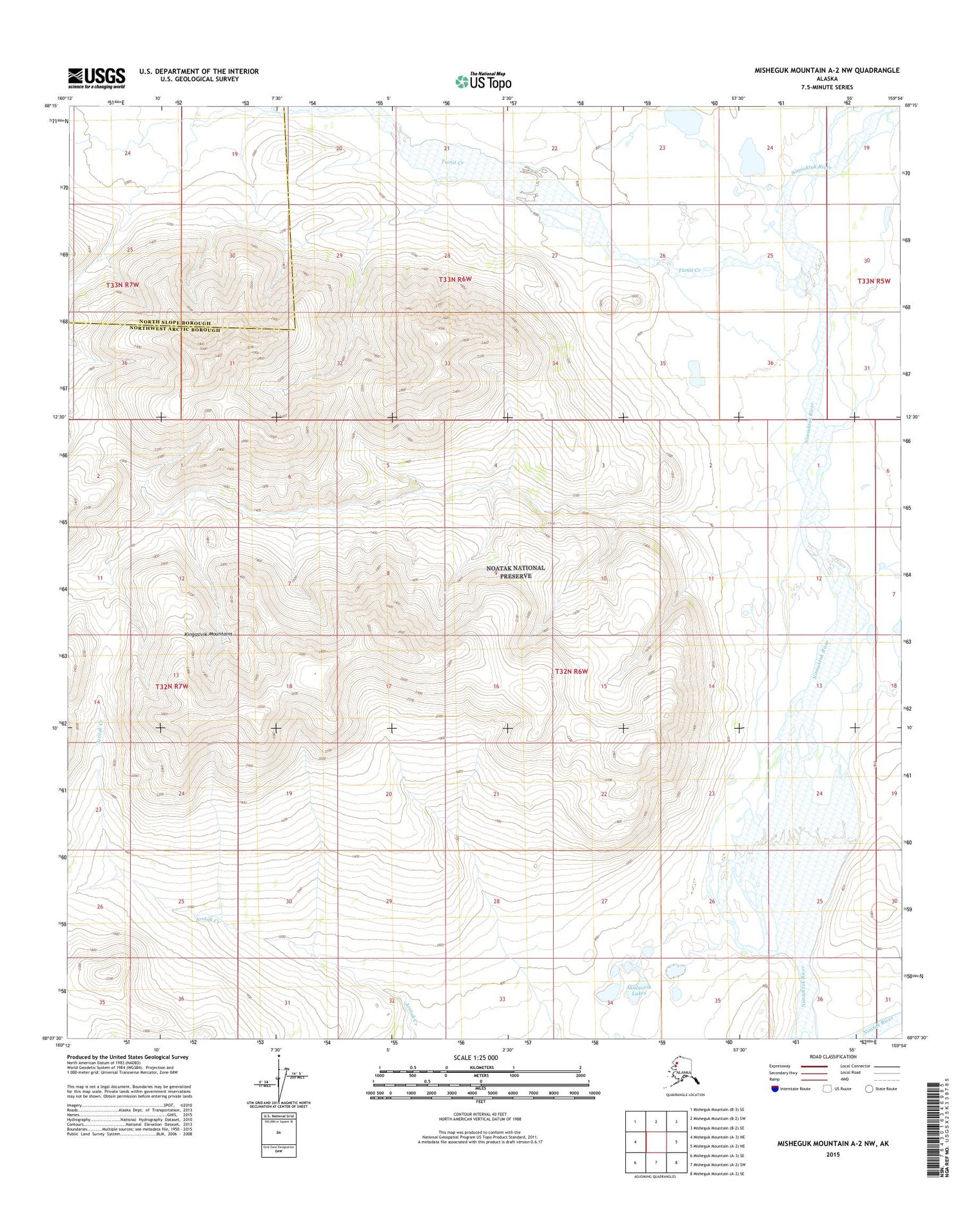Misheguk Mountain A-2 NW Alaska US Topo Map Image