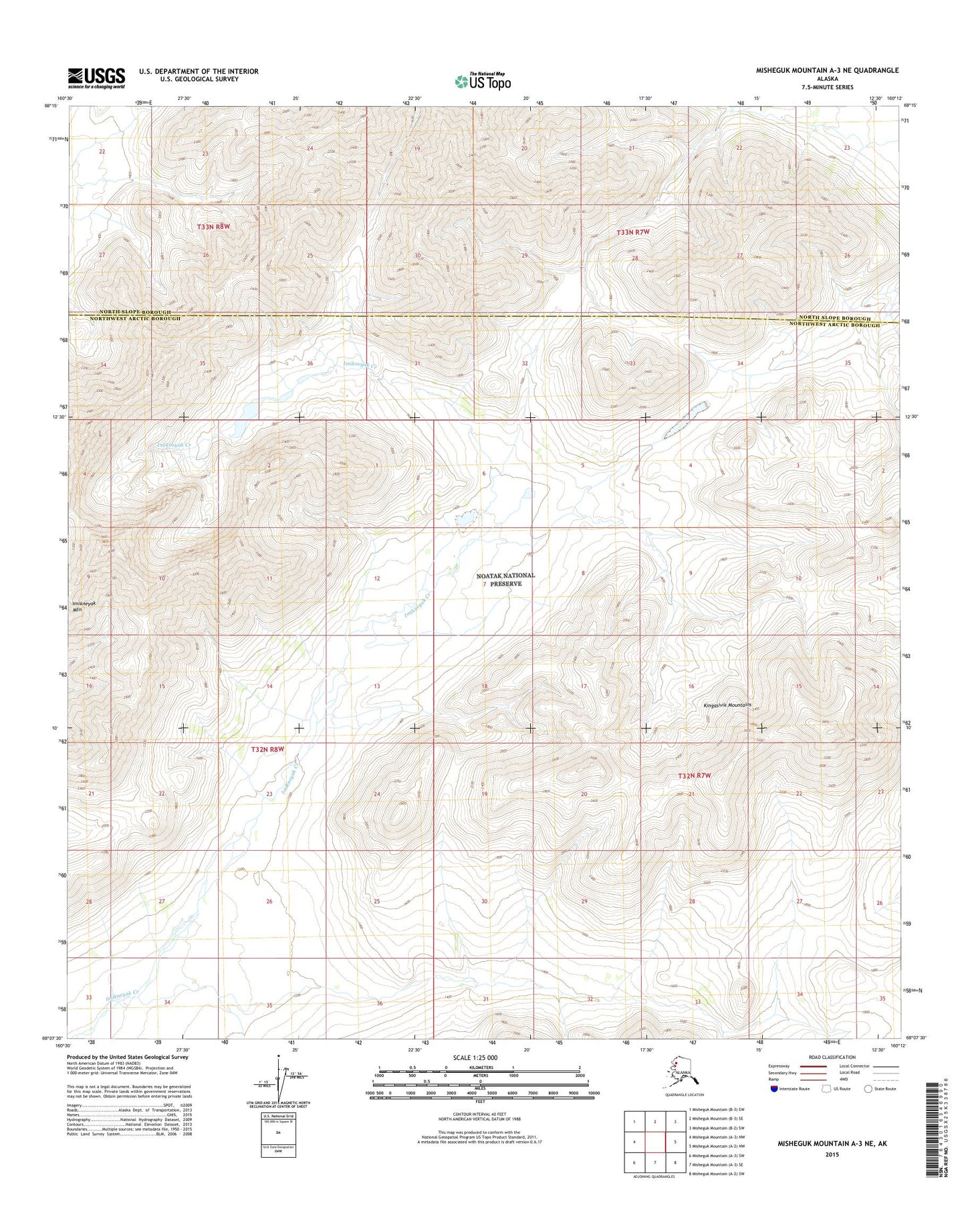 Misheguk Mountain A-3 NE Alaska US Topo Map Image