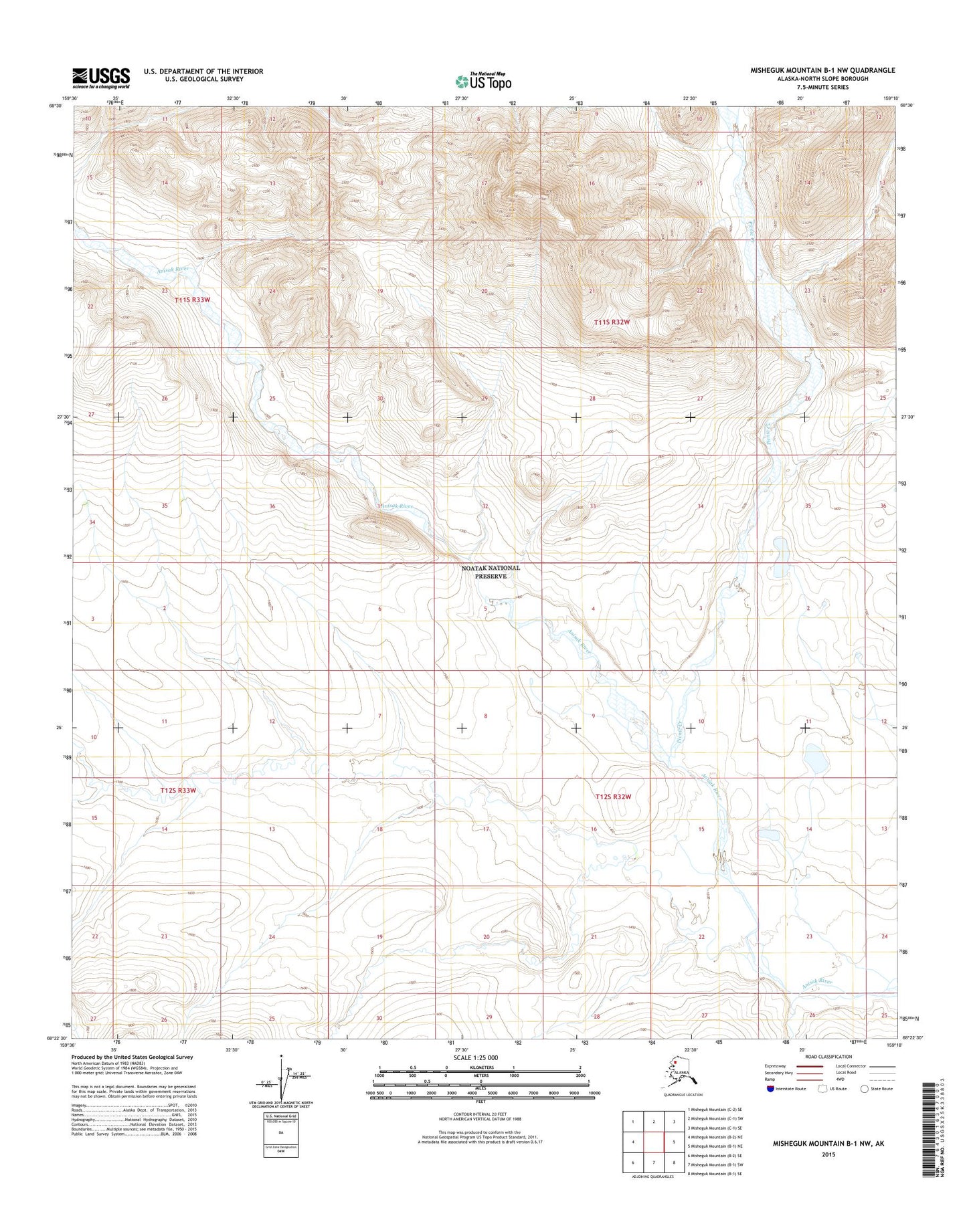 Misheguk Mountain B-1 NW Alaska US Topo Map Image