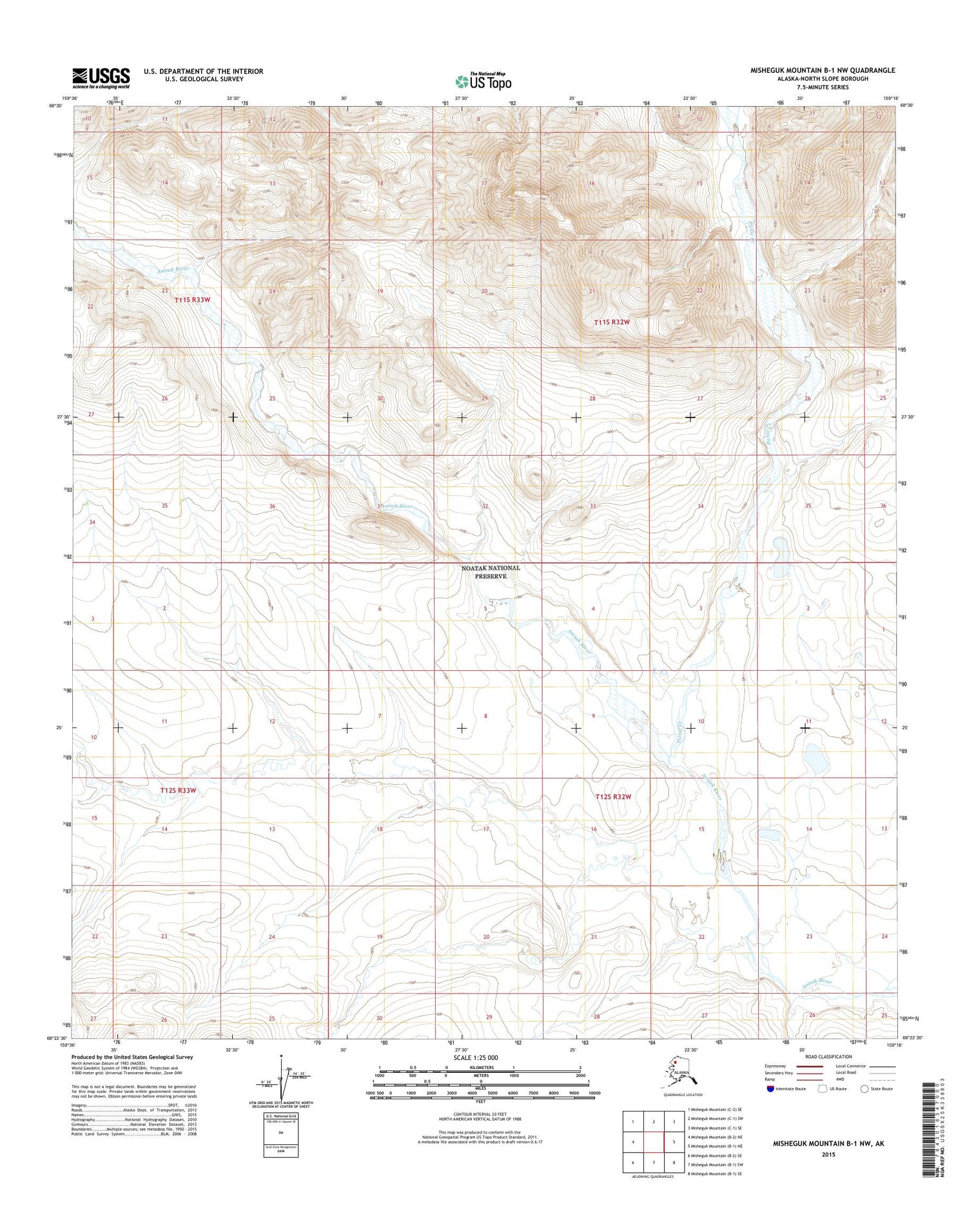 Misheguk Mountain B-1 NW Alaska US Topo Map Image