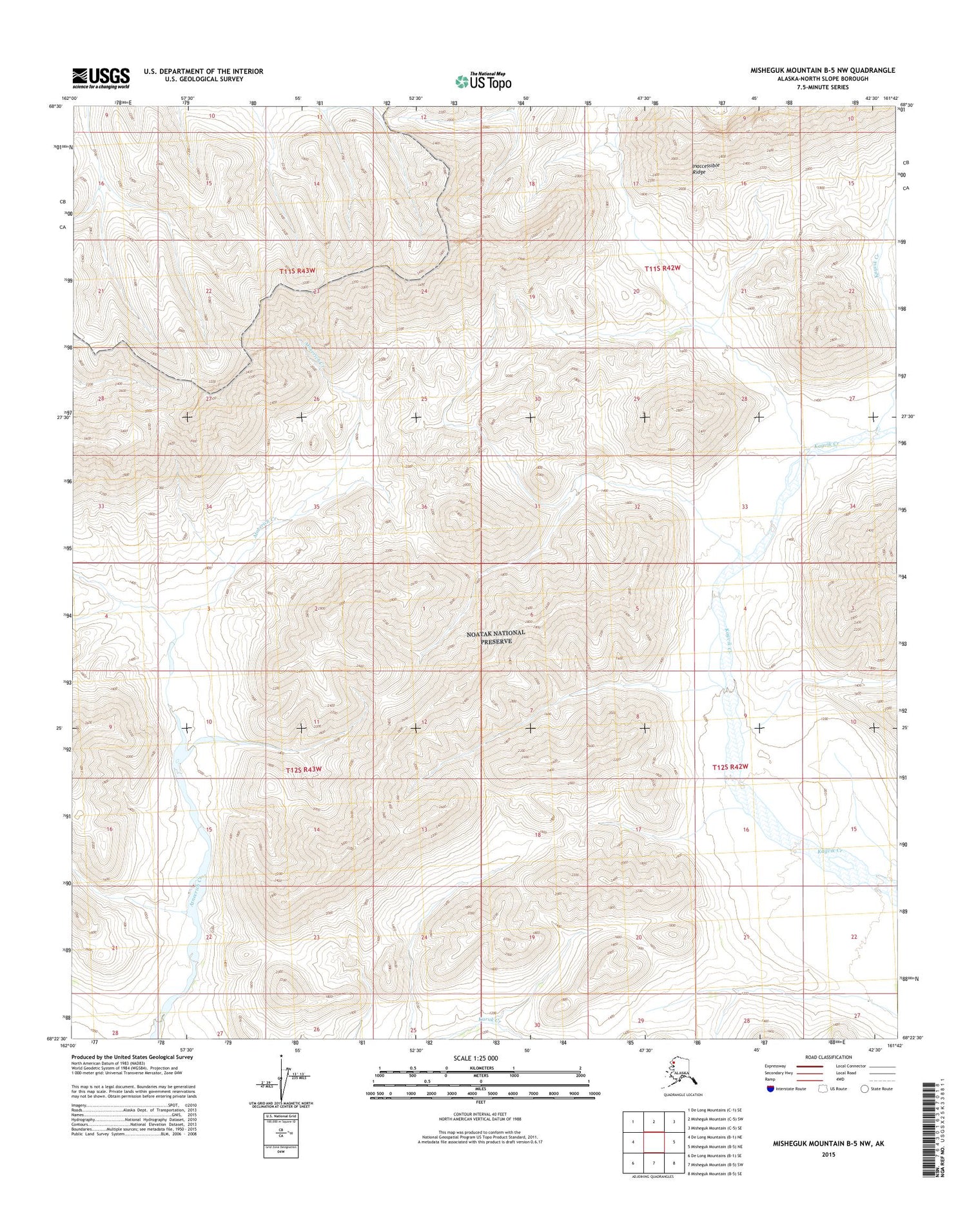 Misheguk Mountain B-5 NW Alaska US Topo Map Image