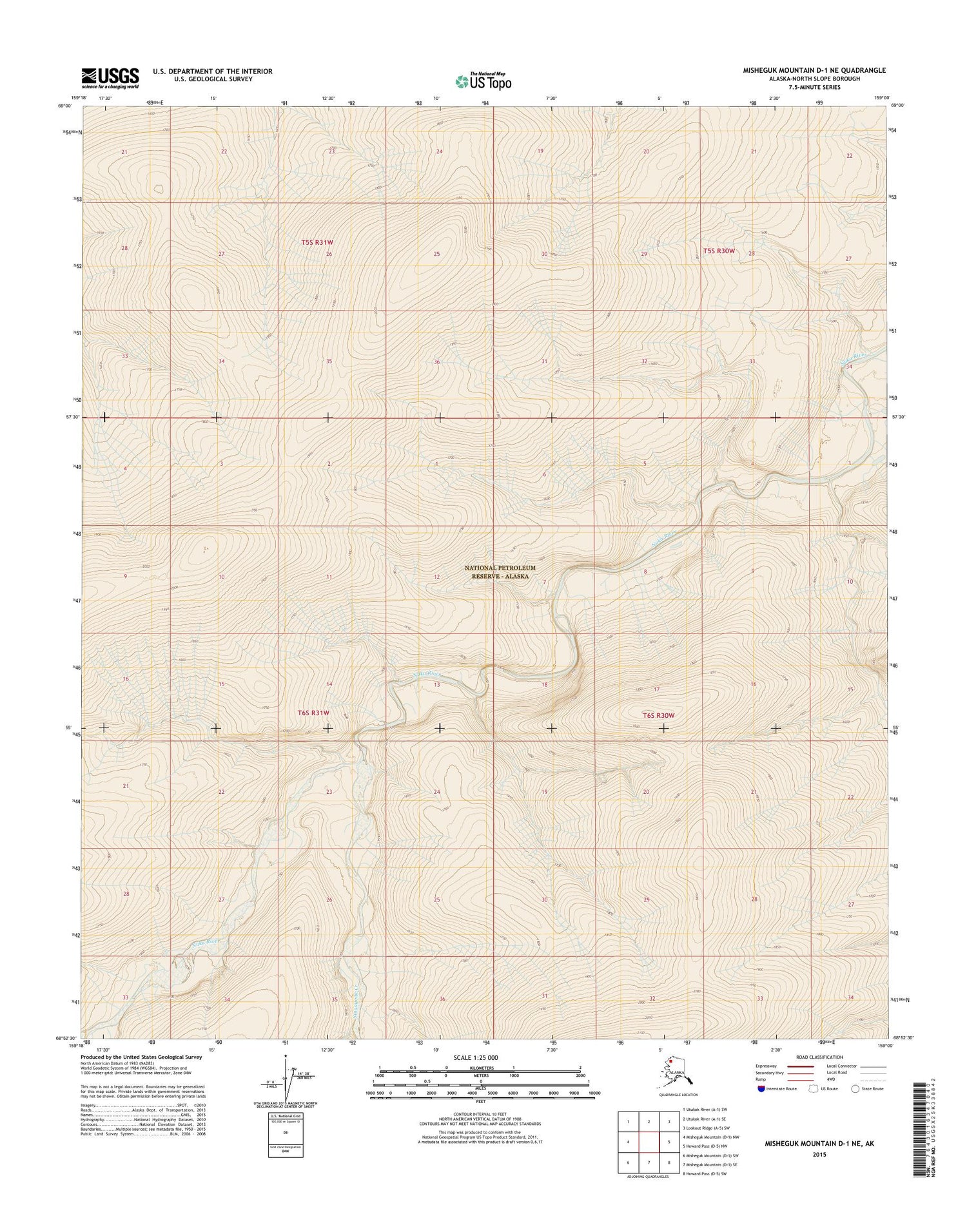 Misheguk Mountain D-1 NE Alaska US Topo Map Image