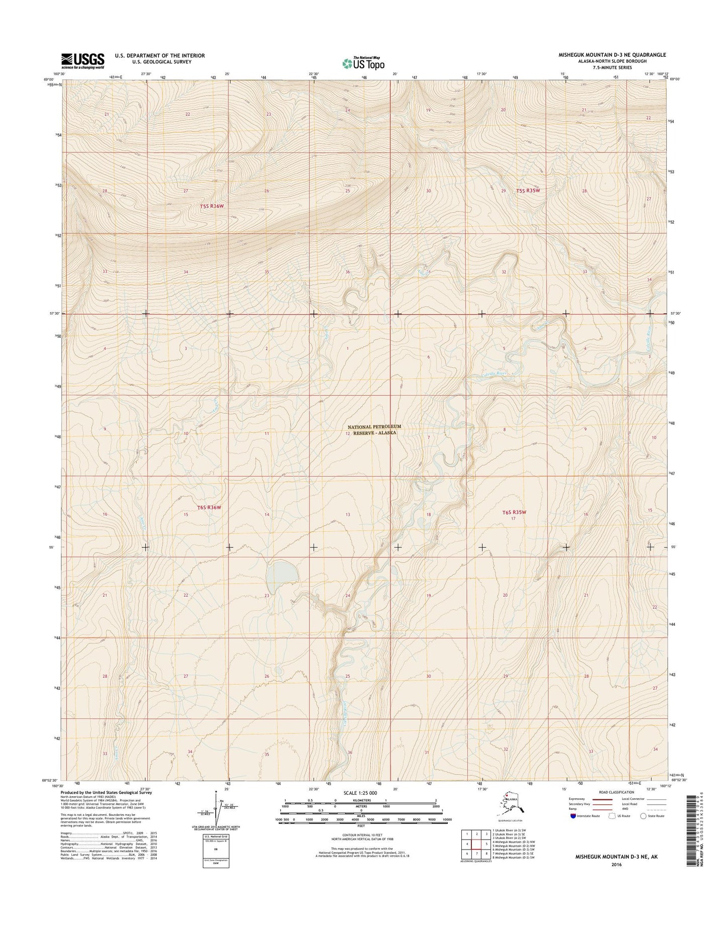 Misheguk Mountain D-3 NE Alaska US Topo Map Image