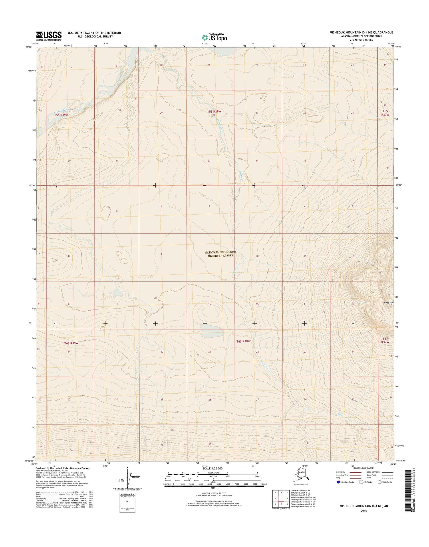 Misheguk Mountain D-4 NE Alaska US Topo Map Image