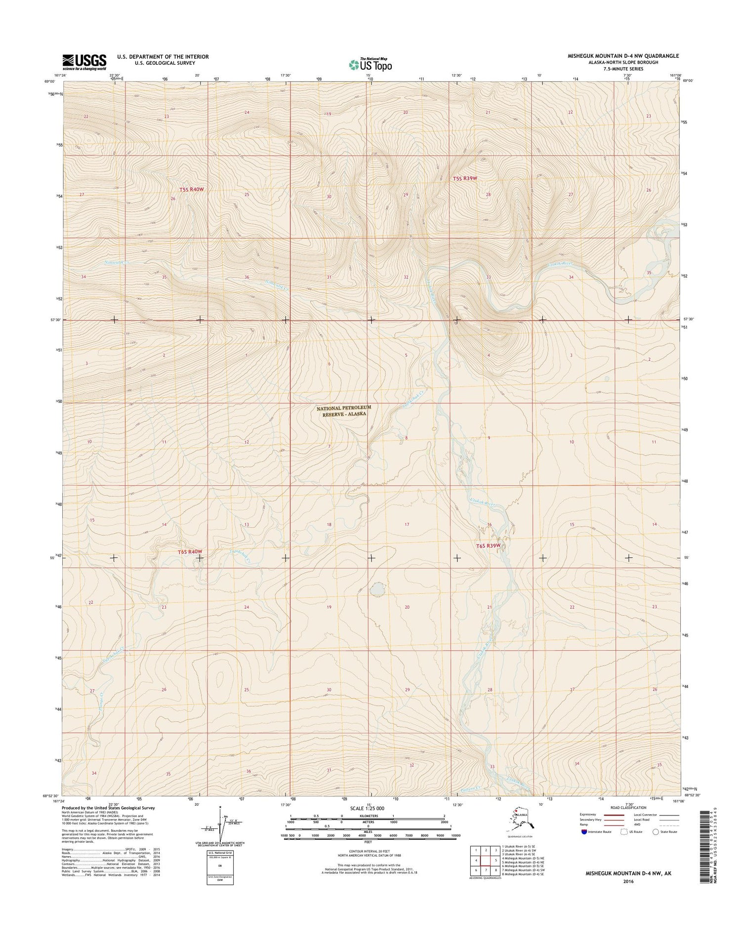 Misheguk Mountain D-4 NW Alaska US Topo Map Image