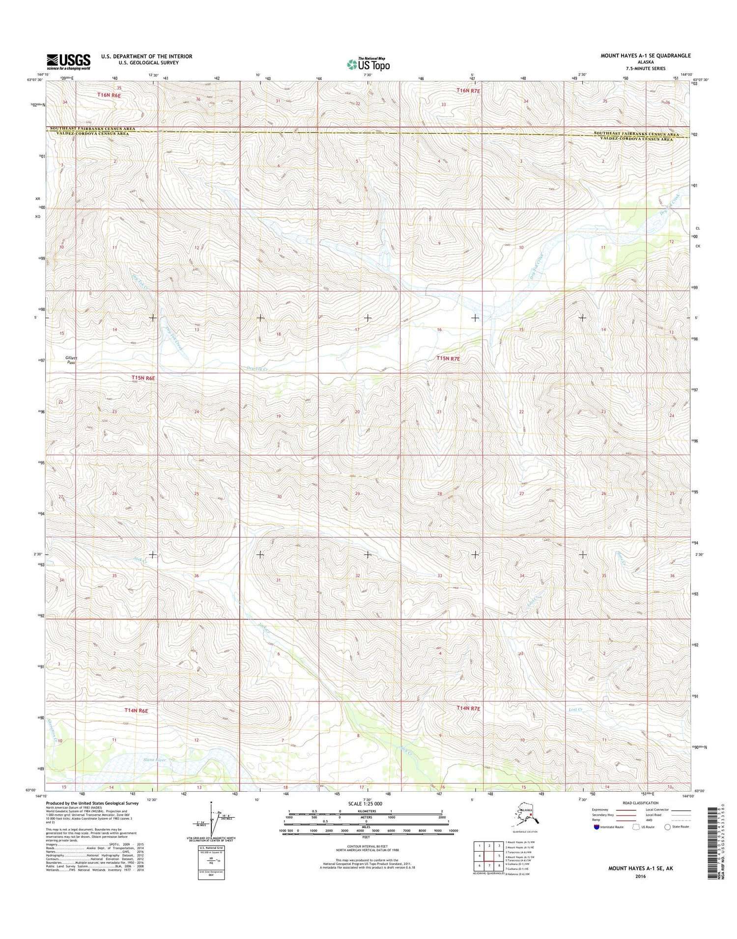 Mount Hayes A-1 SE Alaska US Topo Map Image