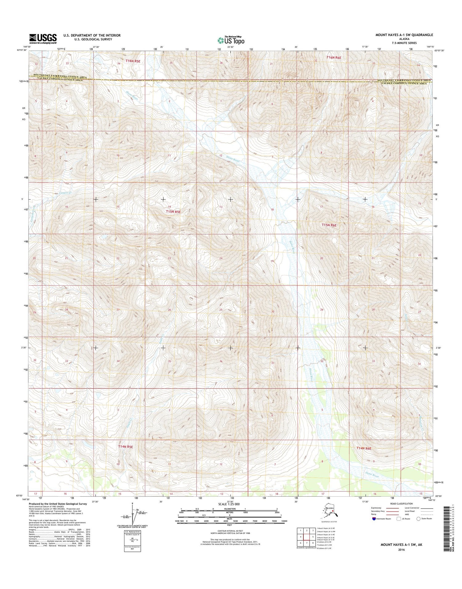 Mount Hayes A-1 SW Alaska US Topo Map Image