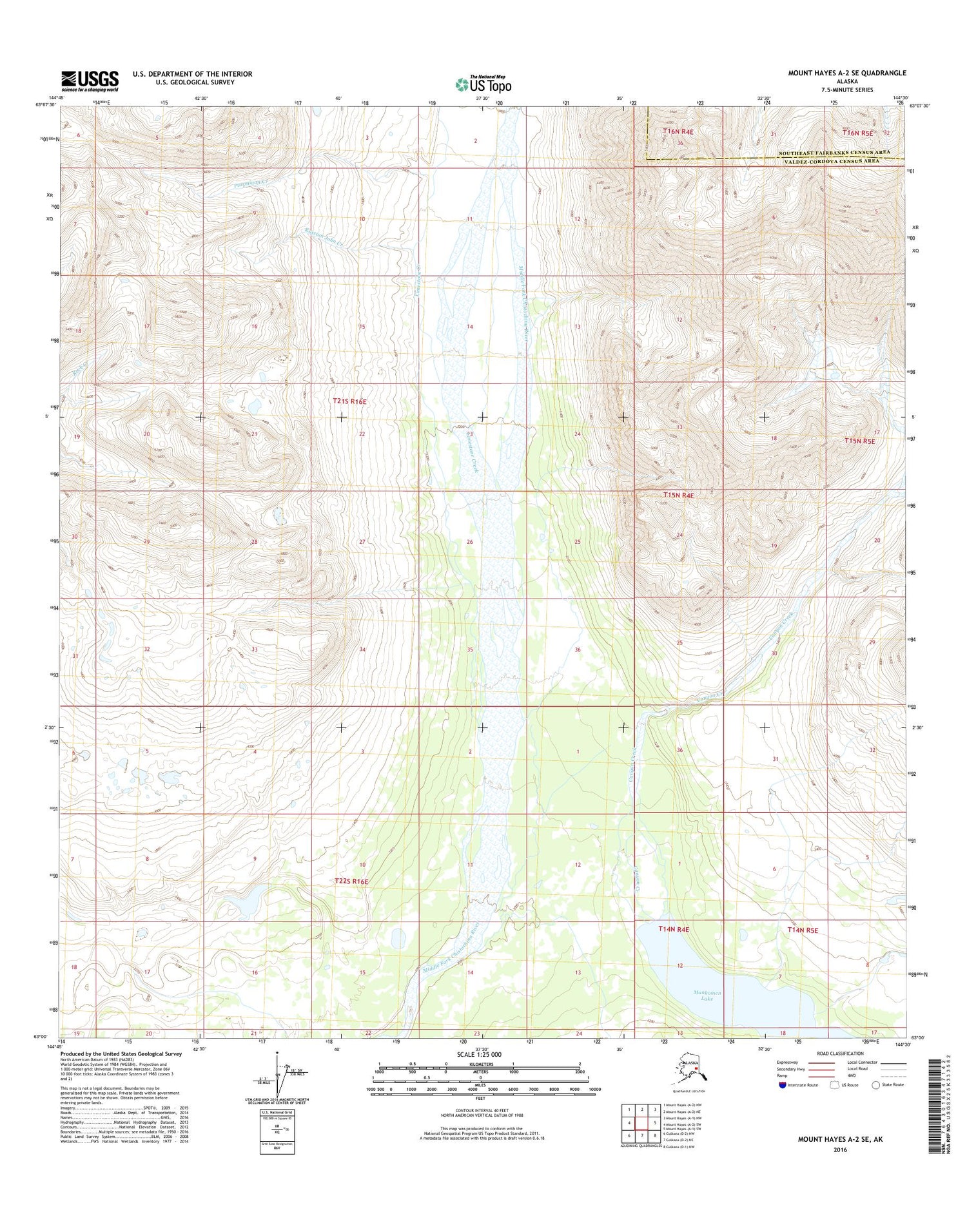 Mount Hayes A-2 SE Alaska US Topo Map Image