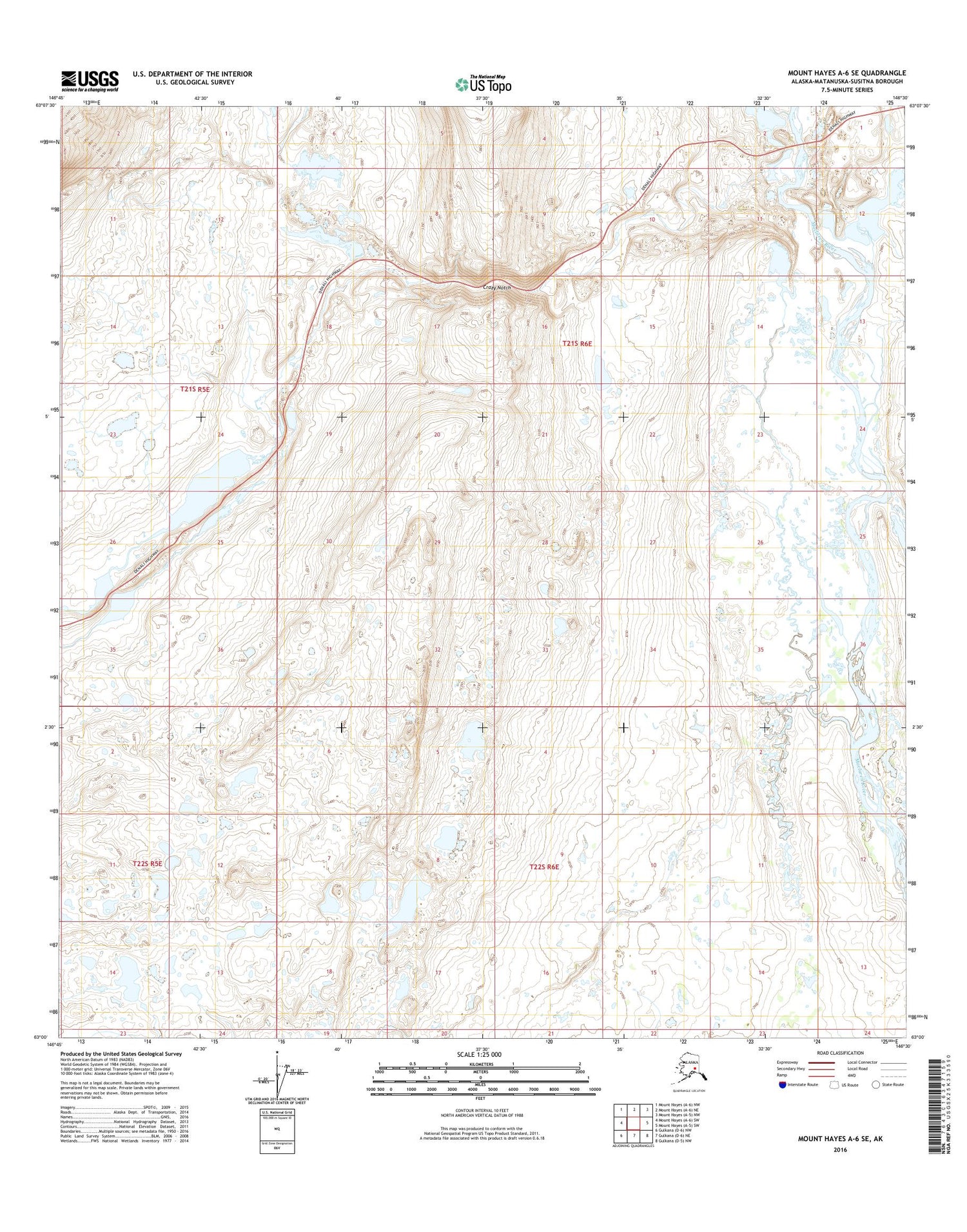 Mount Hayes A-6 SE Alaska US Topo Map Image