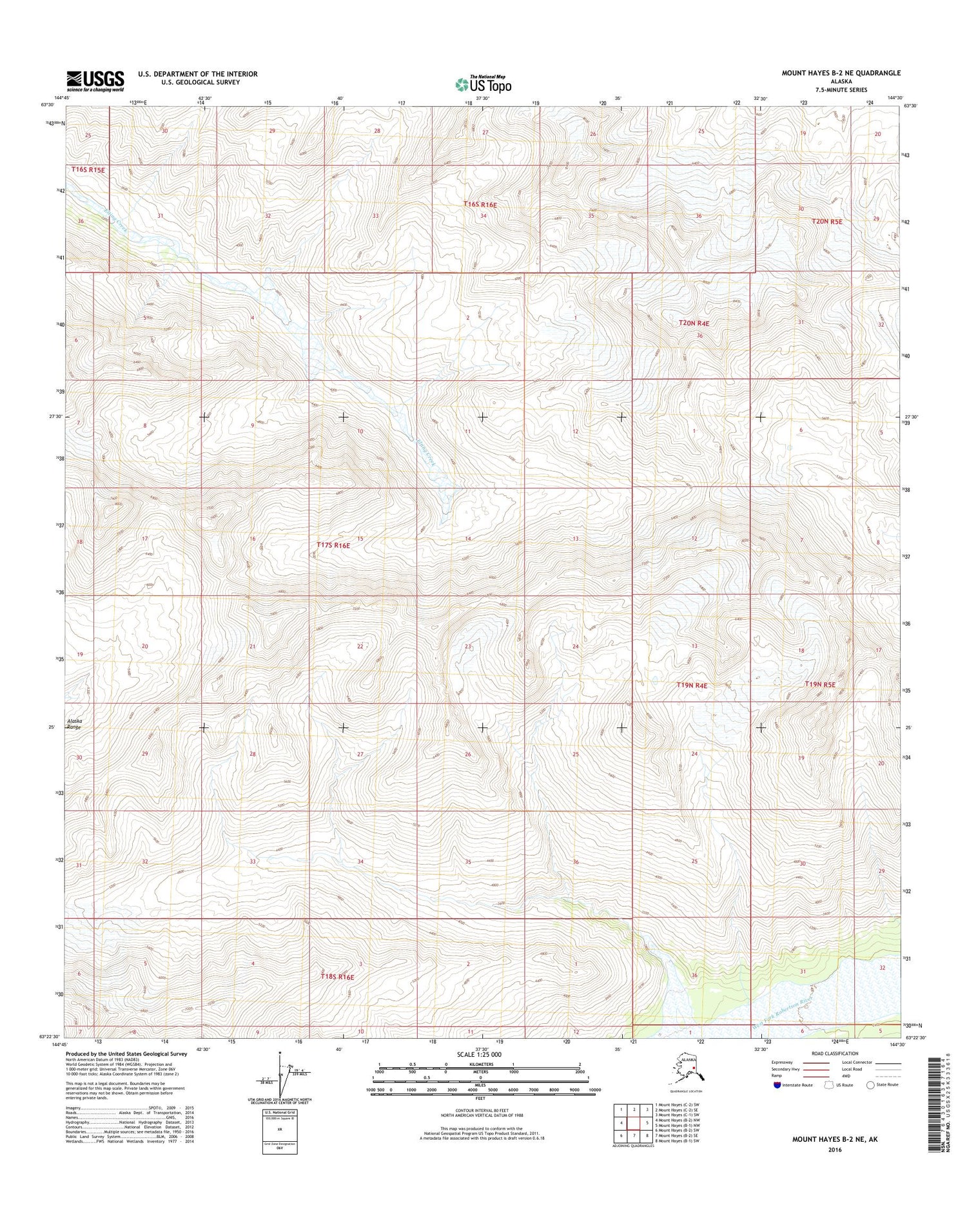 Mount Hayes B-2 NE Alaska US Topo Map Image