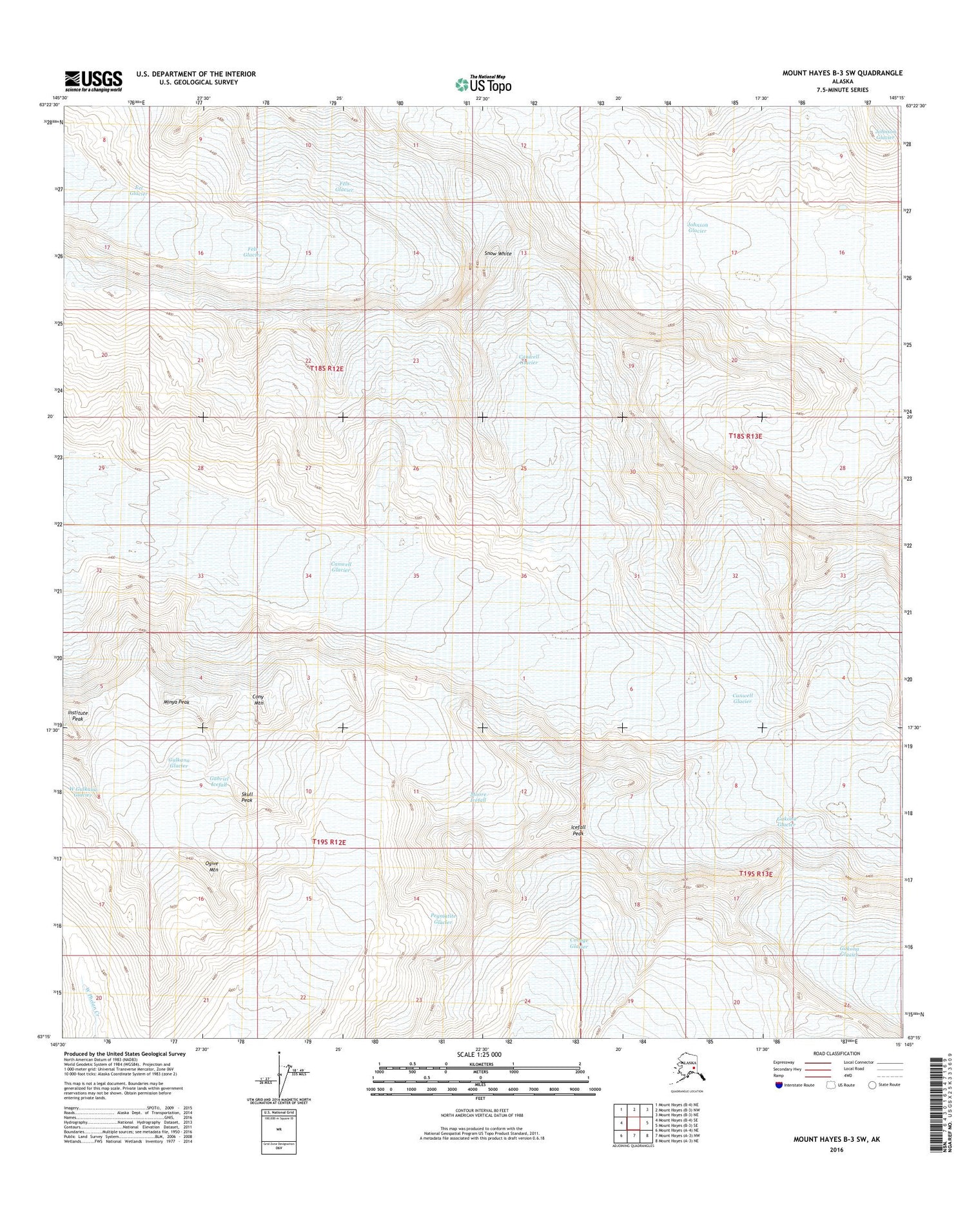 Mount Hayes B-3 SW Alaska US Topo Map Image
