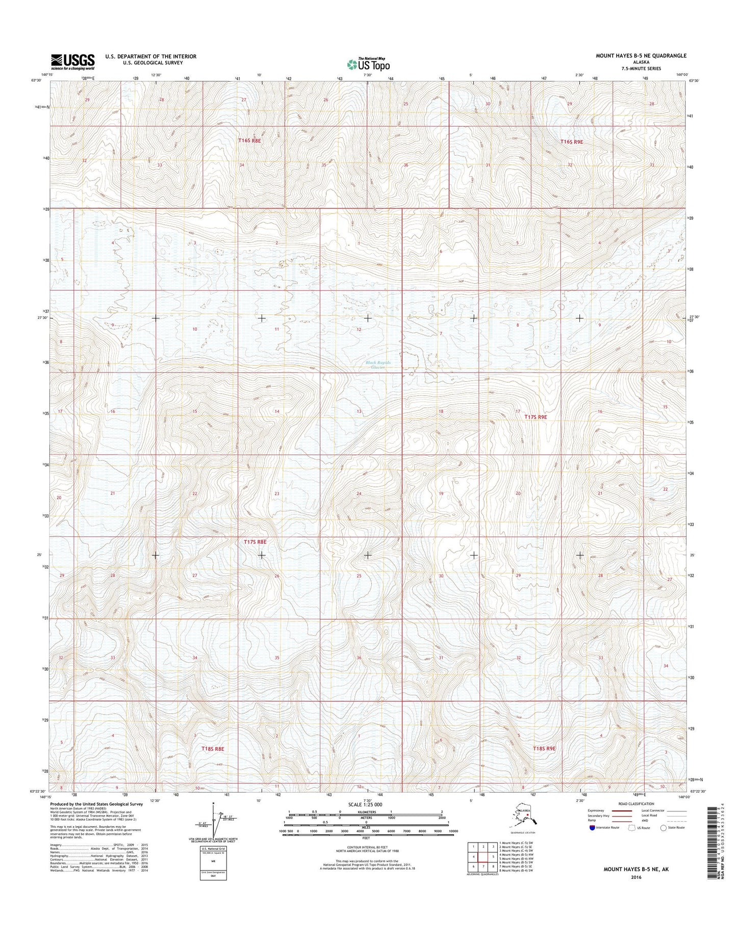 Mount Hayes B-5 NE Alaska US Topo Map Image