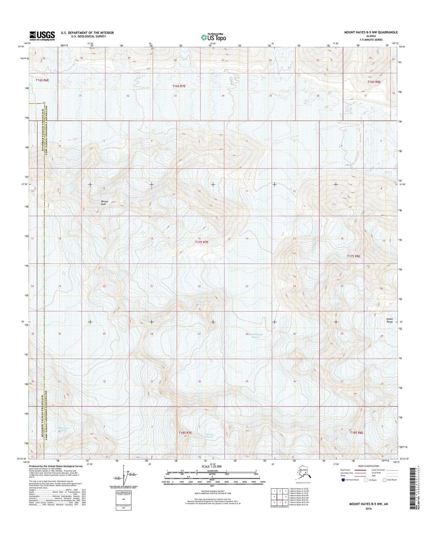 Mount Hayes B-5 NW Alaska US Topo Map Image