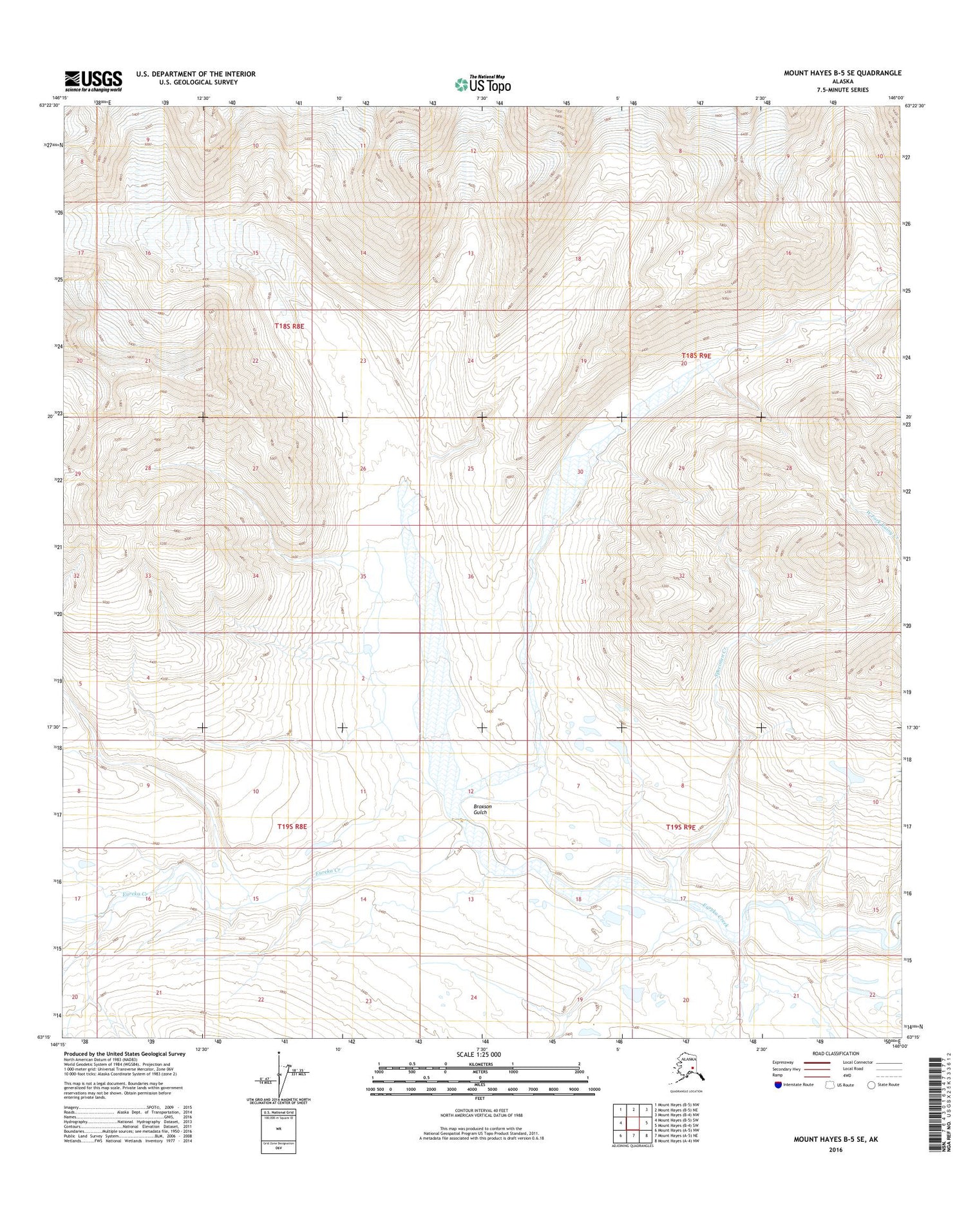Mount Hayes B-5 SE Alaska US Topo Map Image