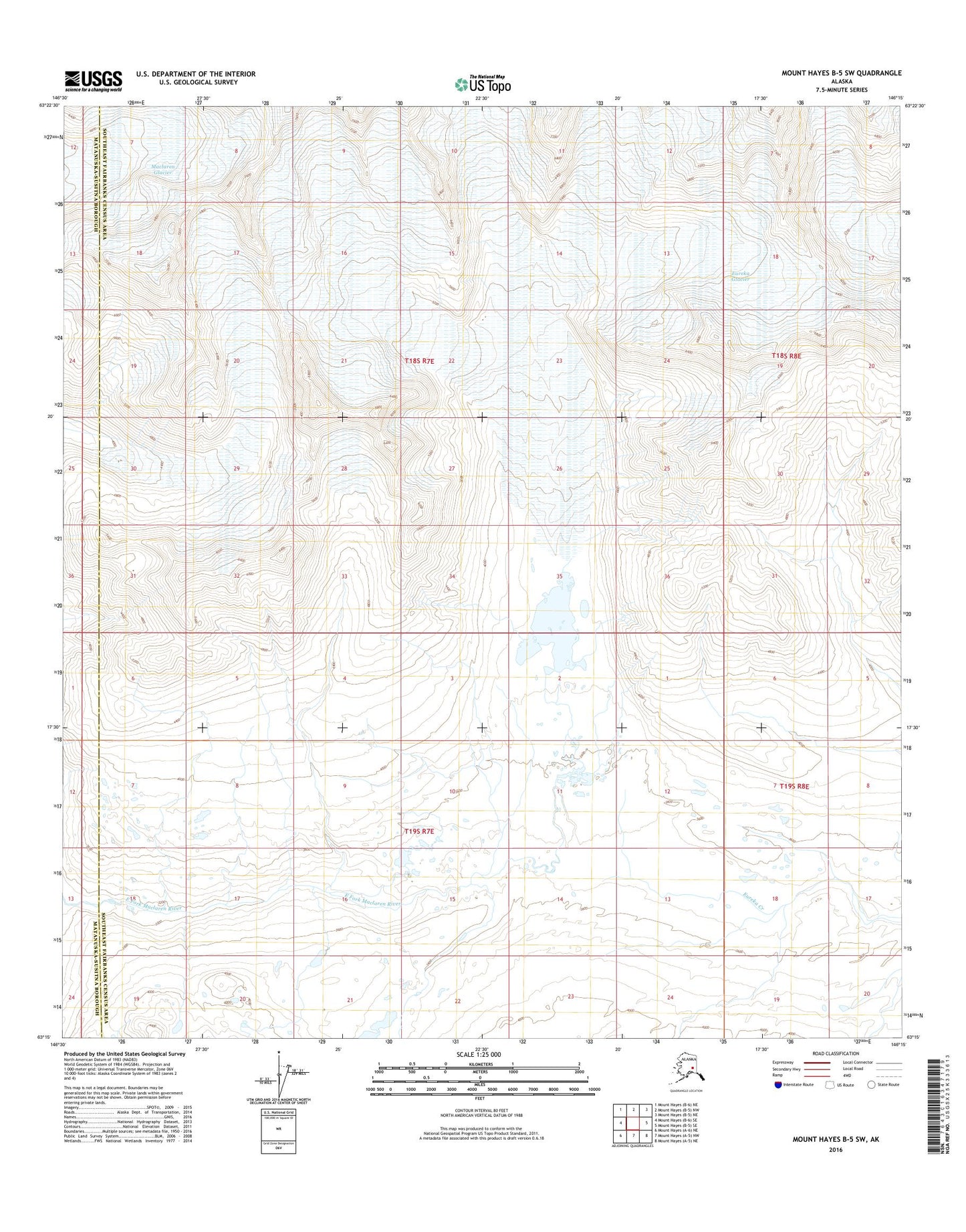 Mount Hayes B-5 SW Alaska US Topo Map Image