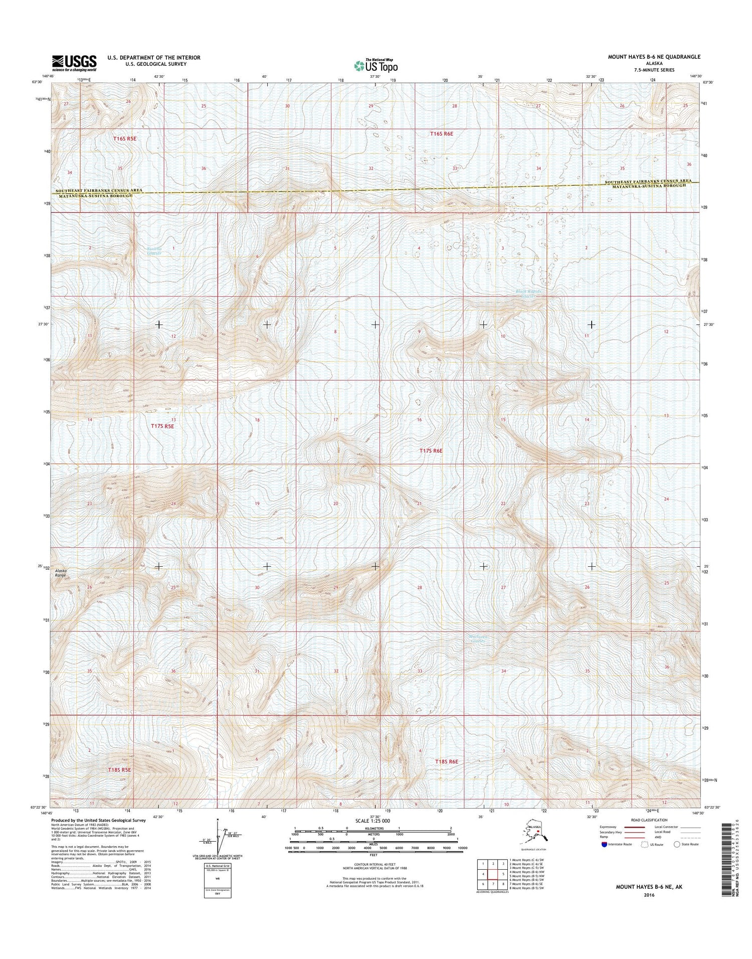 Mount Hayes B-6 NE Alaska US Topo Map Image