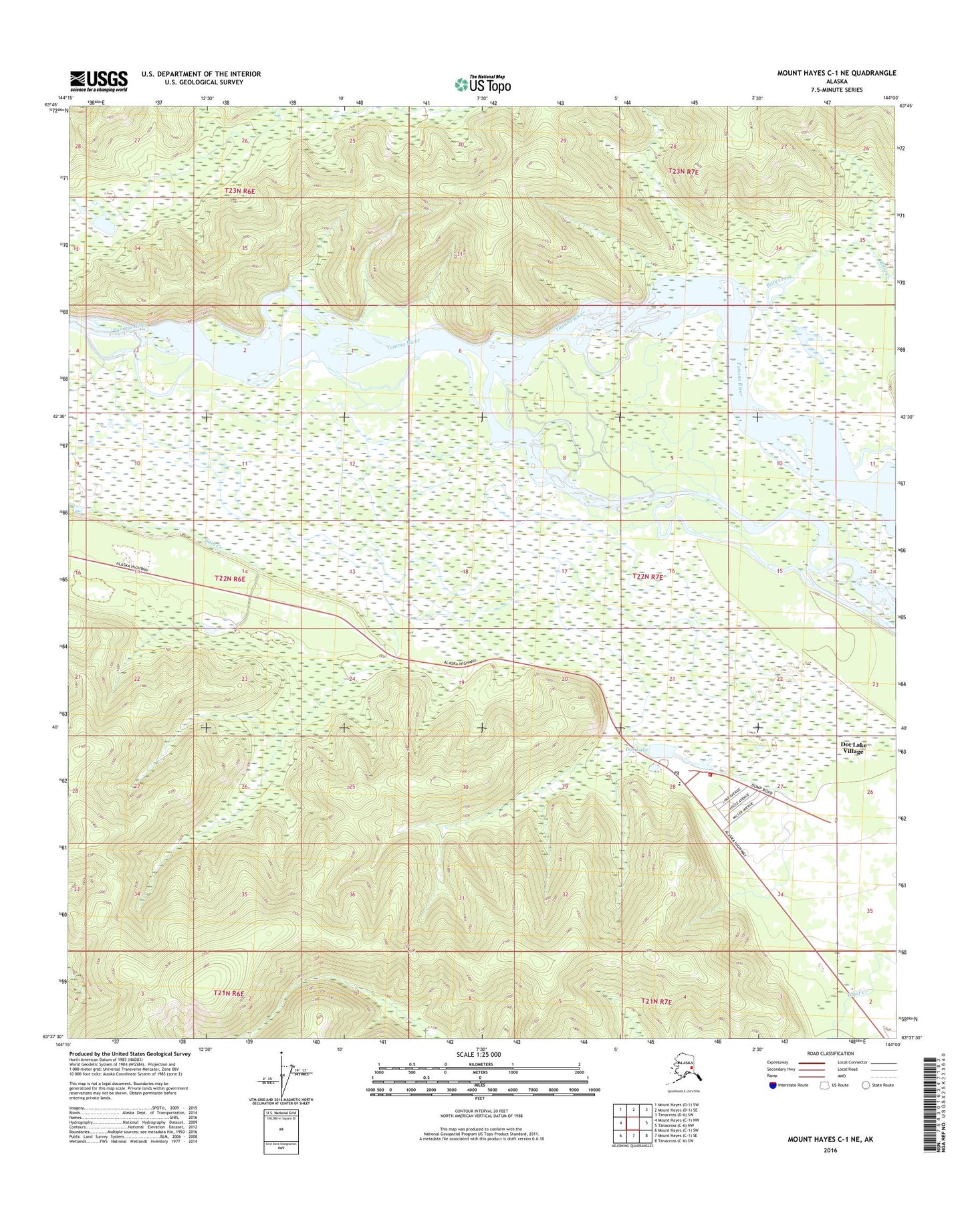 Mount Hayes C-1 NE Alaska US Topo Map Image
