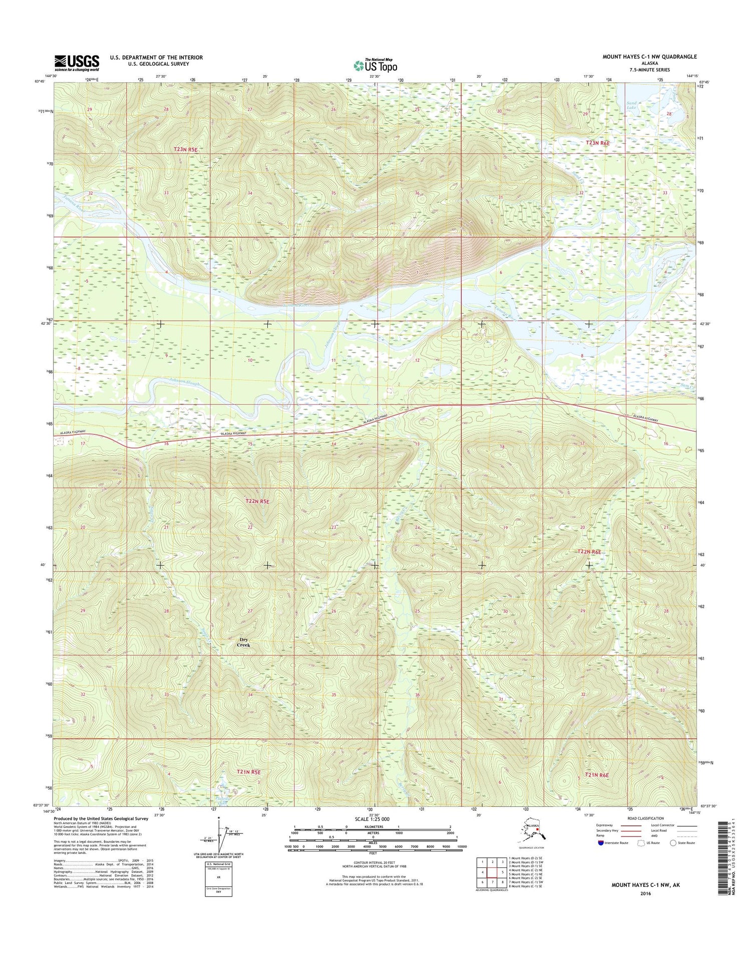 Mount Hayes C-1 NW Alaska US Topo Map Image