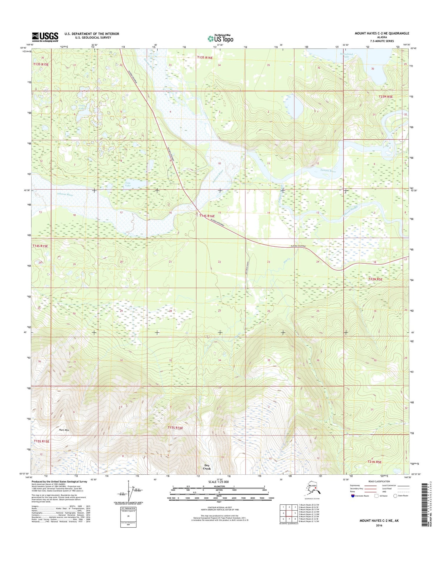 Mount Hayes C-2 NE Alaska US Topo Map Image