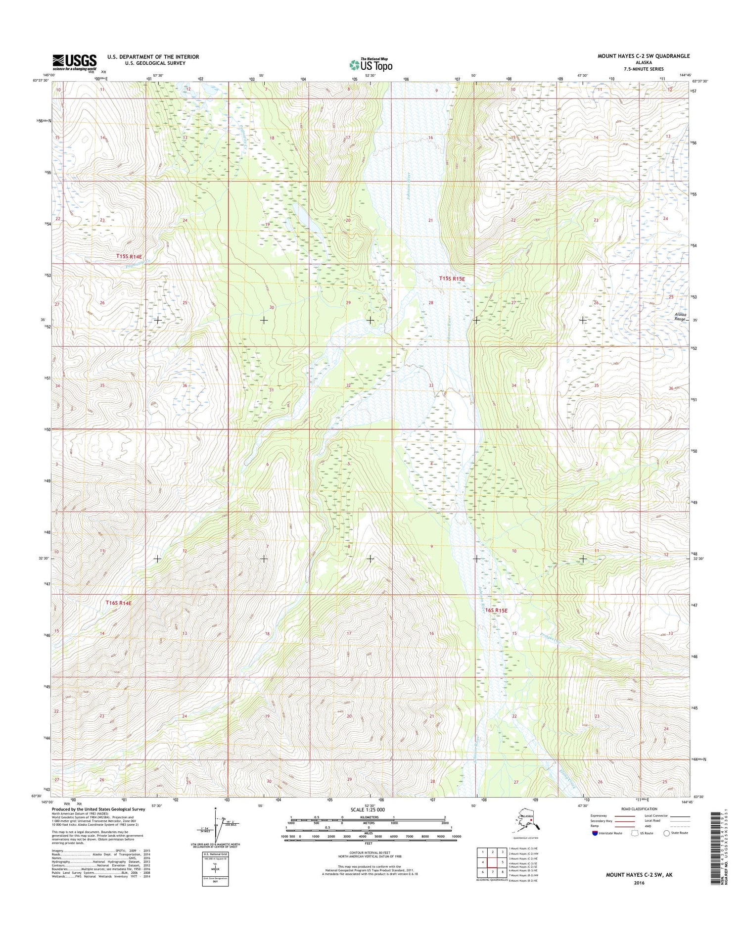 Mount Hayes C-2 SW Alaska US Topo Map Image
