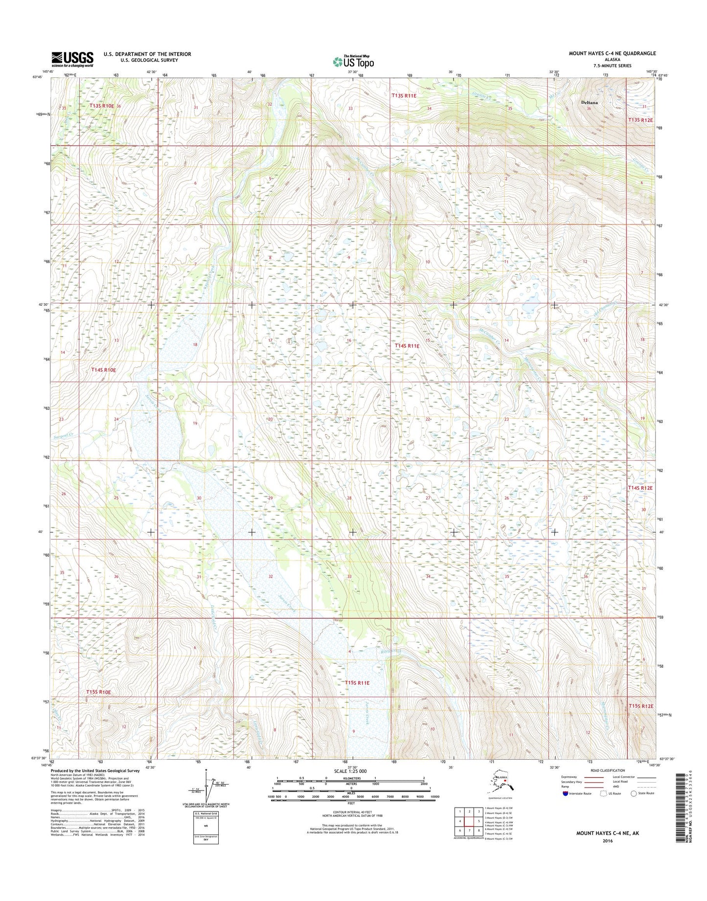 Mount Hayes C-4 NE Alaska US Topo Map Image