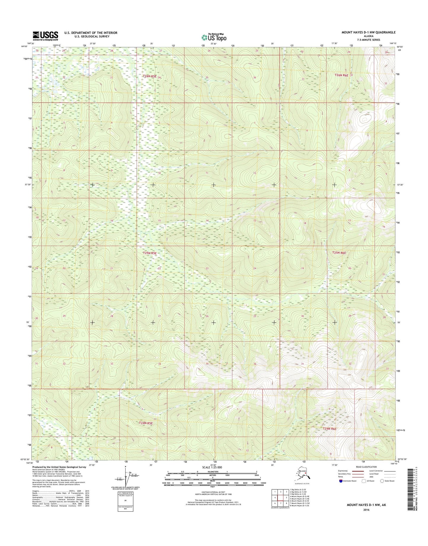 Mount Hayes D-1 NW Alaska US Topo Map Image