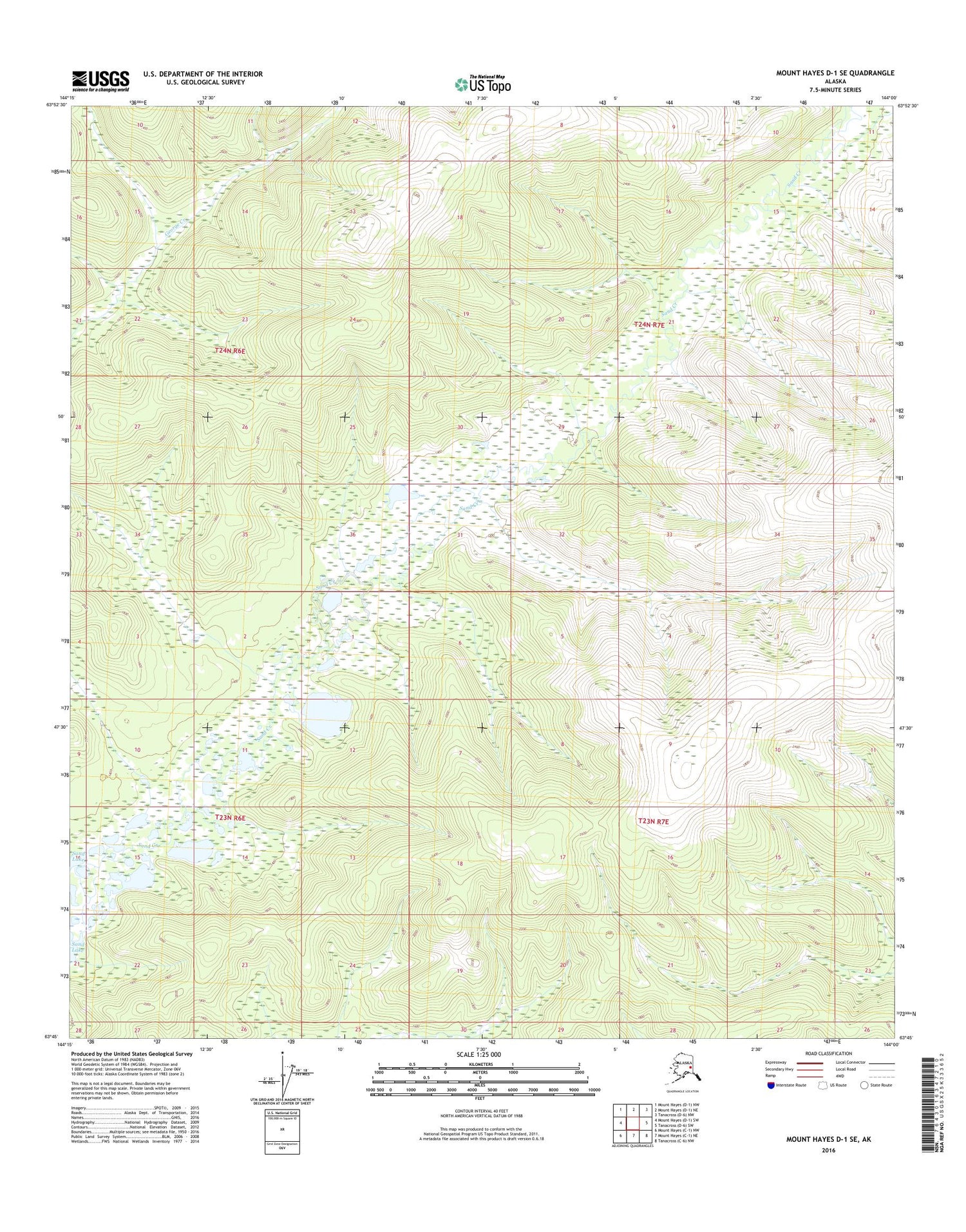 Mount Hayes D-1 SE Alaska US Topo Map Image