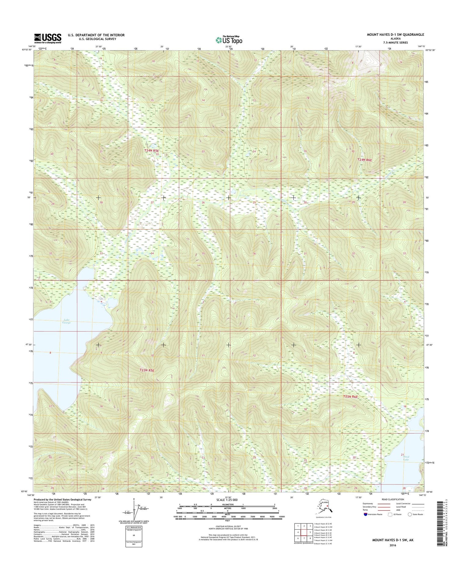 Mount Hayes D-1 SW Alaska US Topo Map Image
