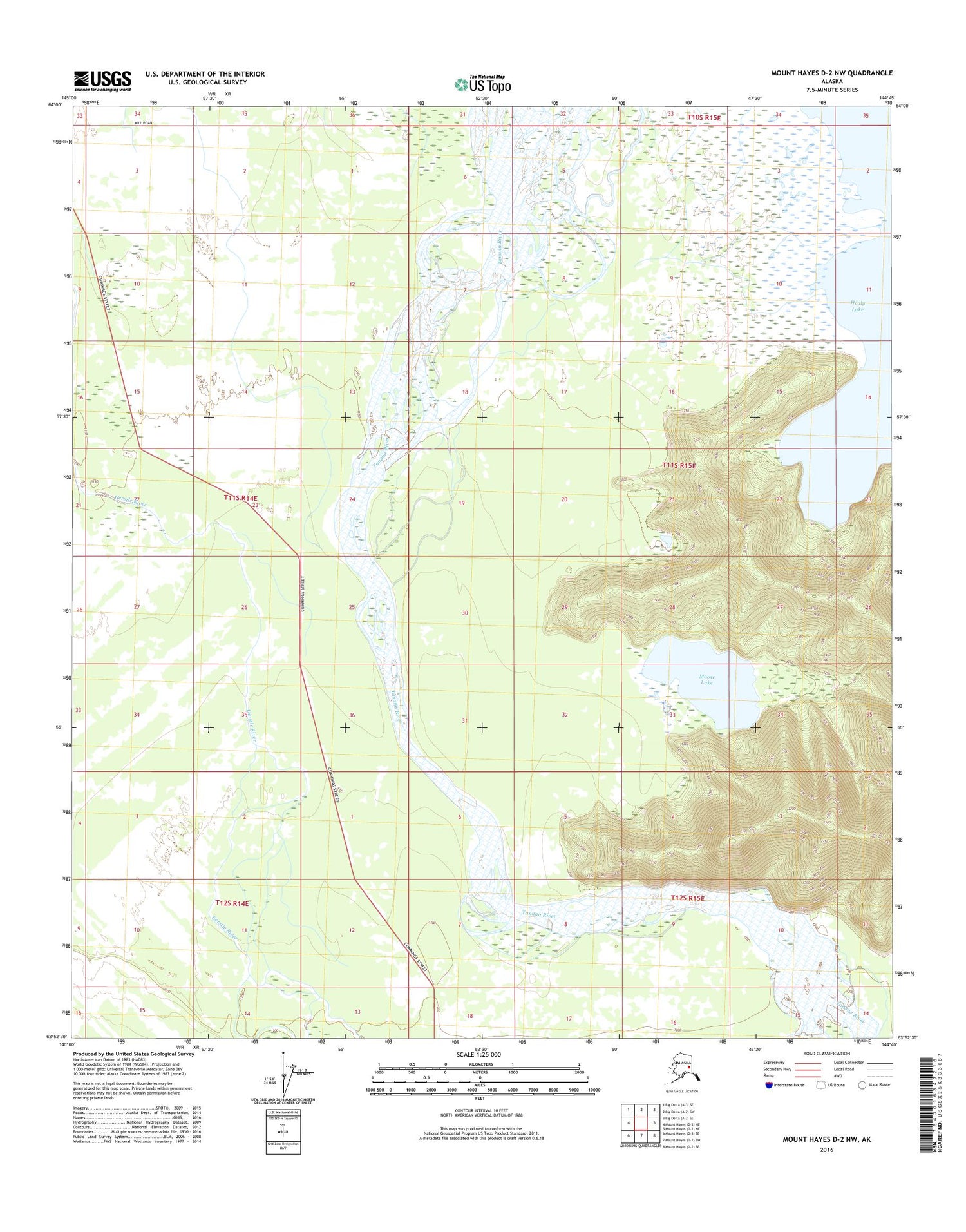 Mount Hayes D-2 NW Alaska US Topo Map Image