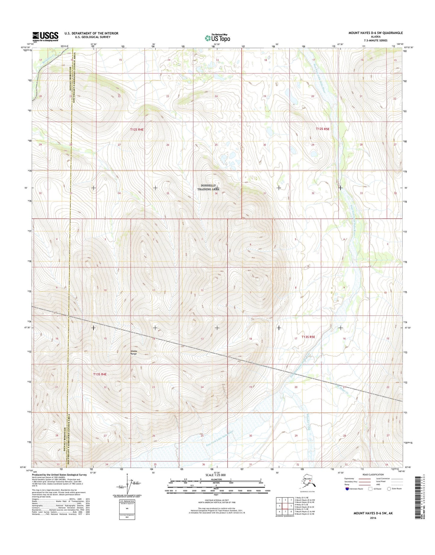 Mount Hayes D-6 SW Alaska US Topo Map Image