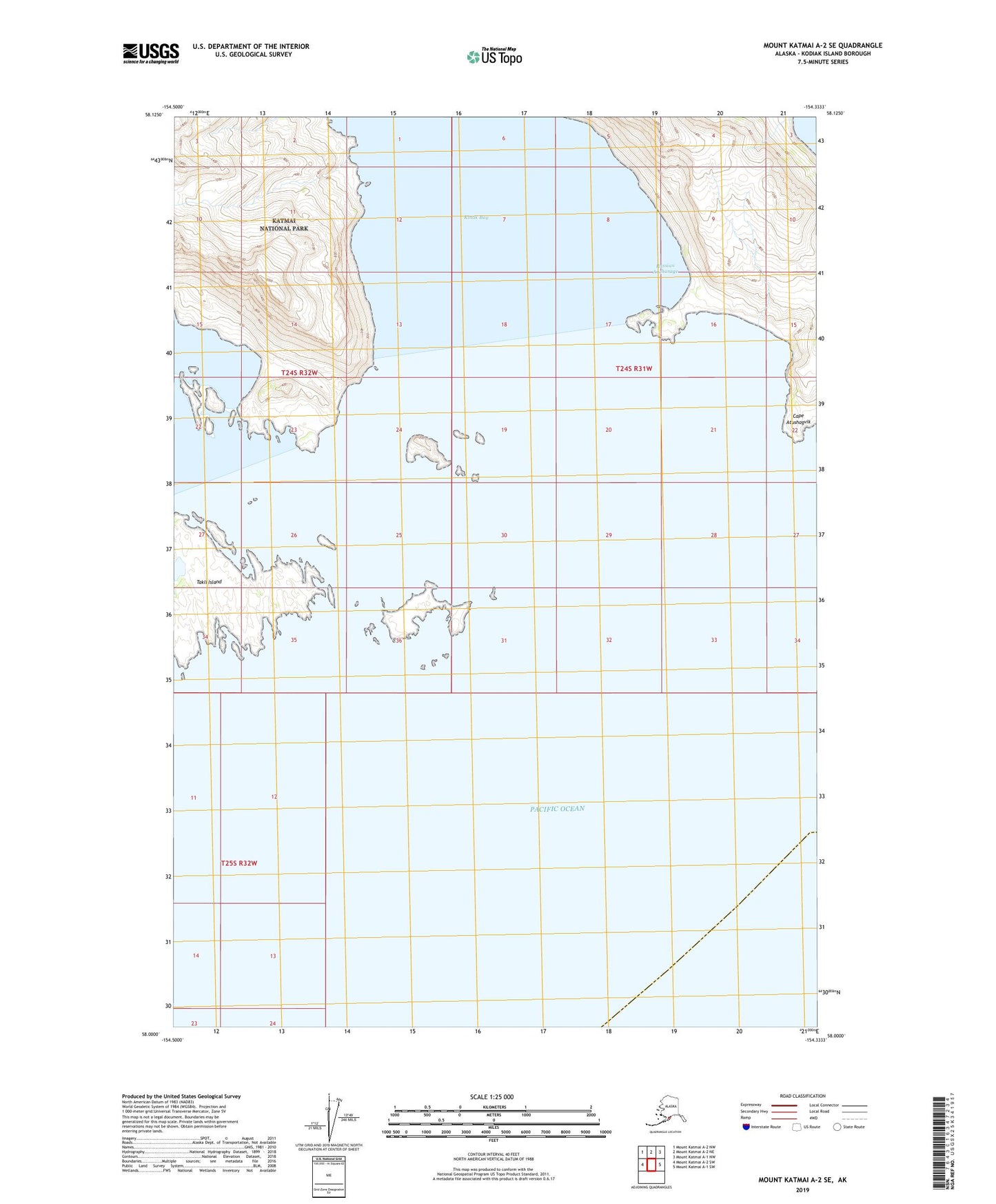 Mount Katmai A-2 SE Alaska US Topo Map Image