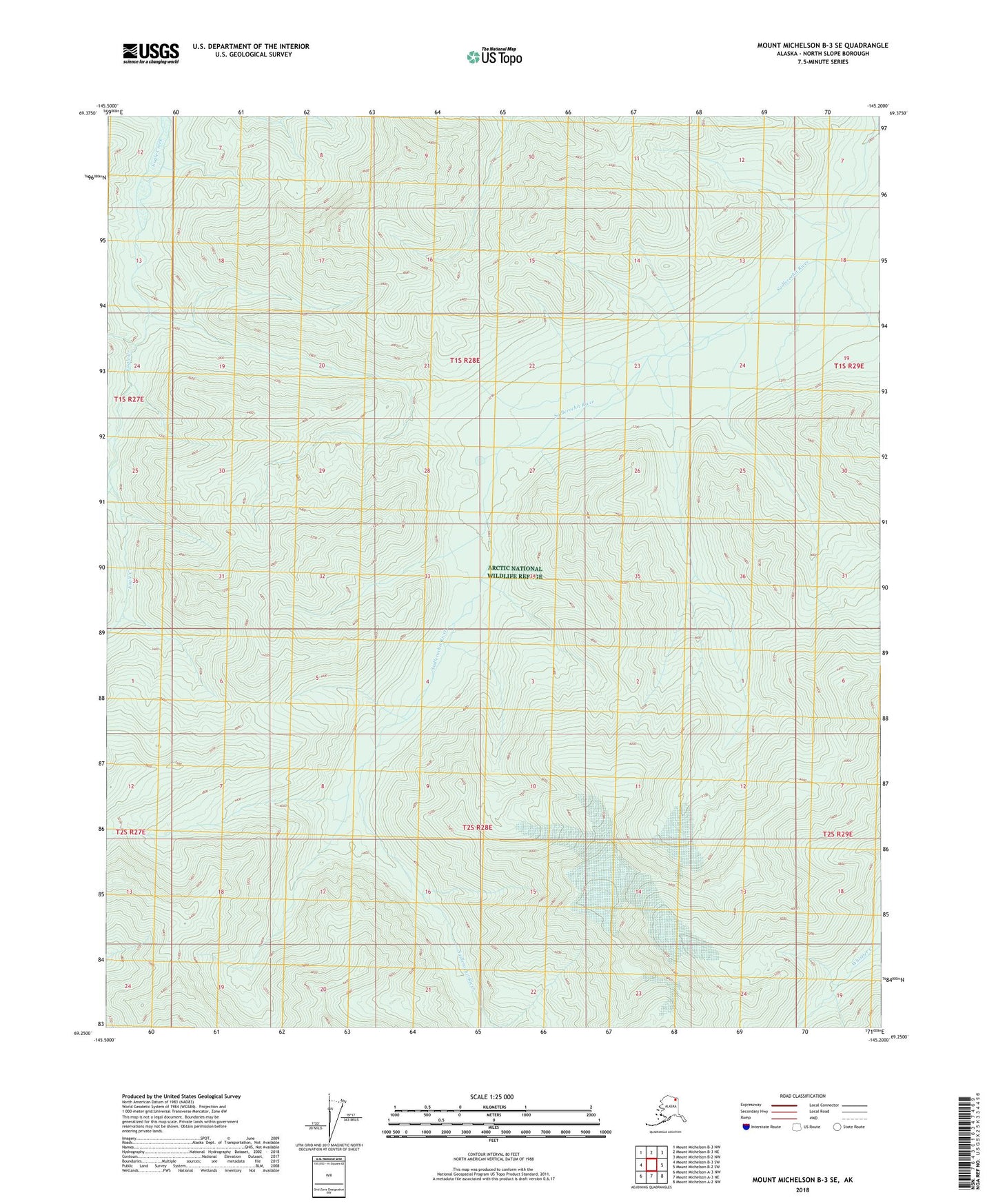 Mount Michelson B-3 SE Alaska US Topo Map Image