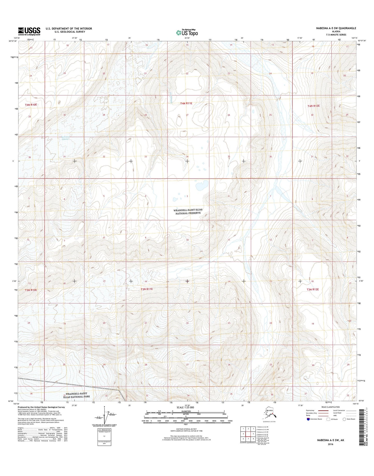 Nabesna A-5 SW Alaska US Topo Map Image