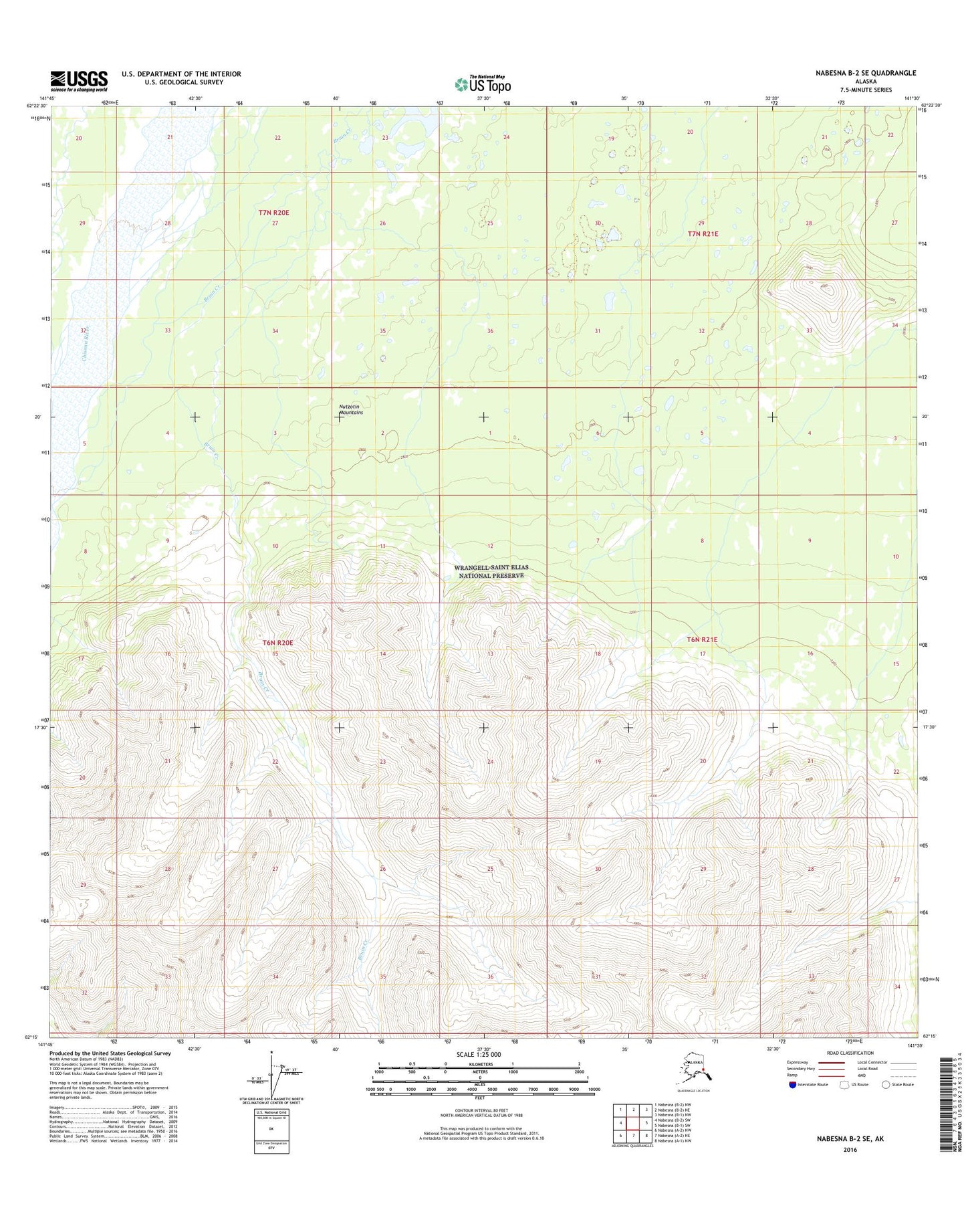 Nabesna B-2 SE Alaska US Topo Map Image