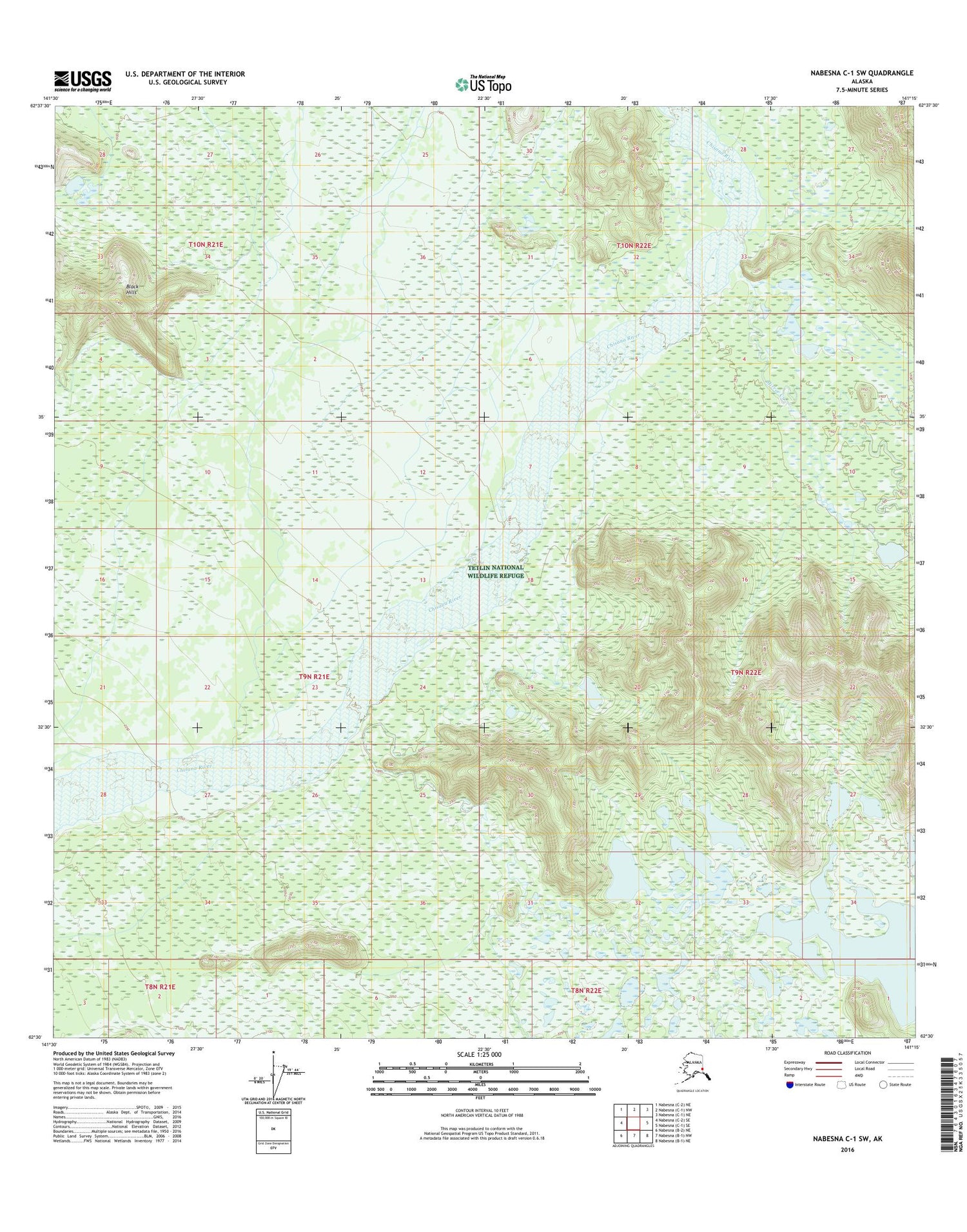 Nabesna C-1 SW Alaska US Topo Map Image