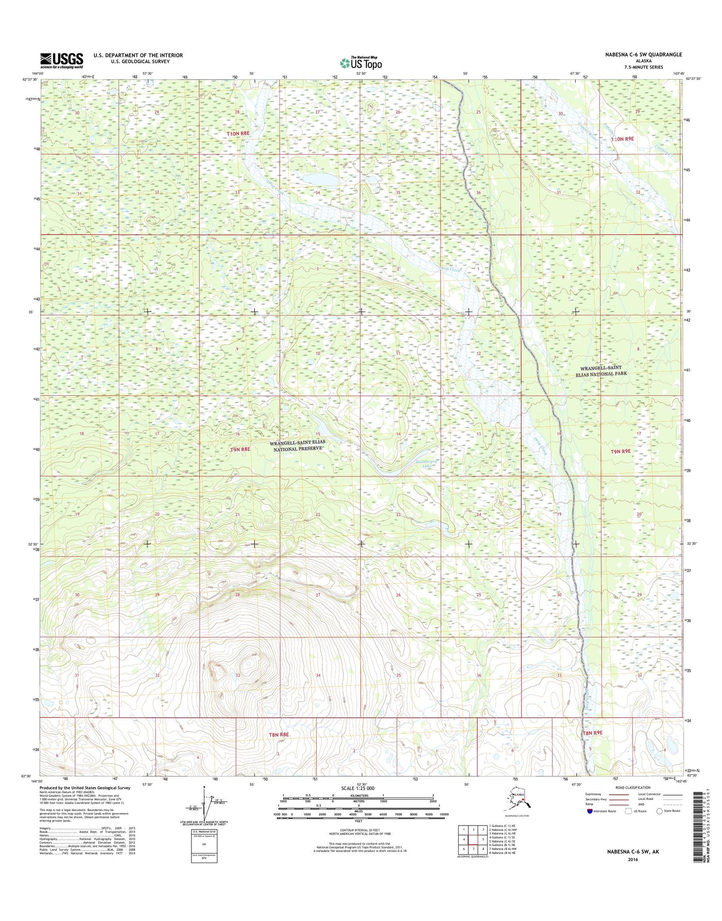 Nabesna C-6 SW Alaska US Topo Map Image