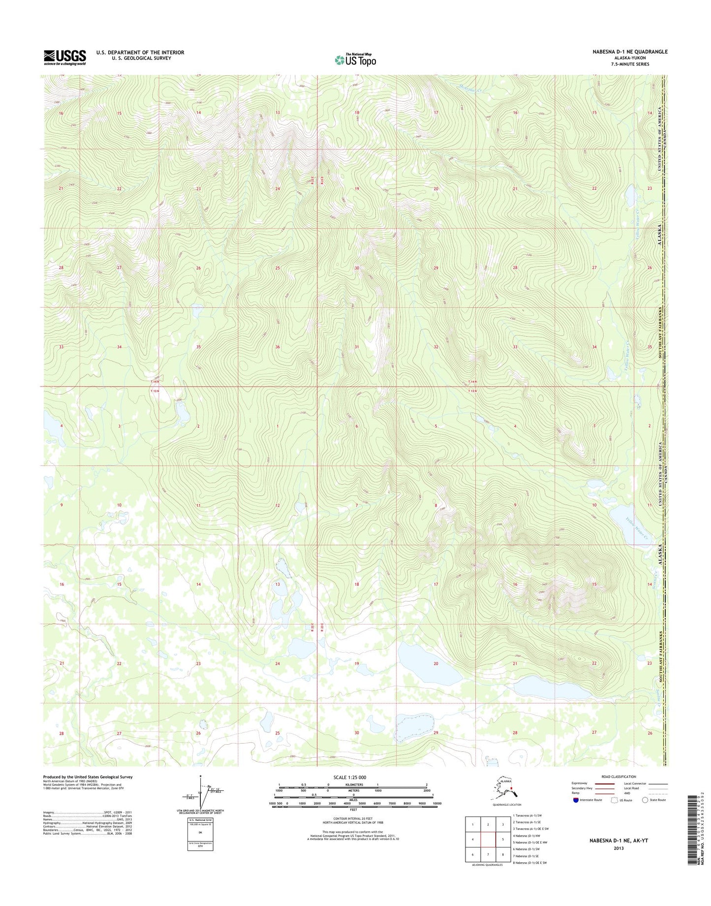Nabesna D-1 NE Alaska US Topo Map Image