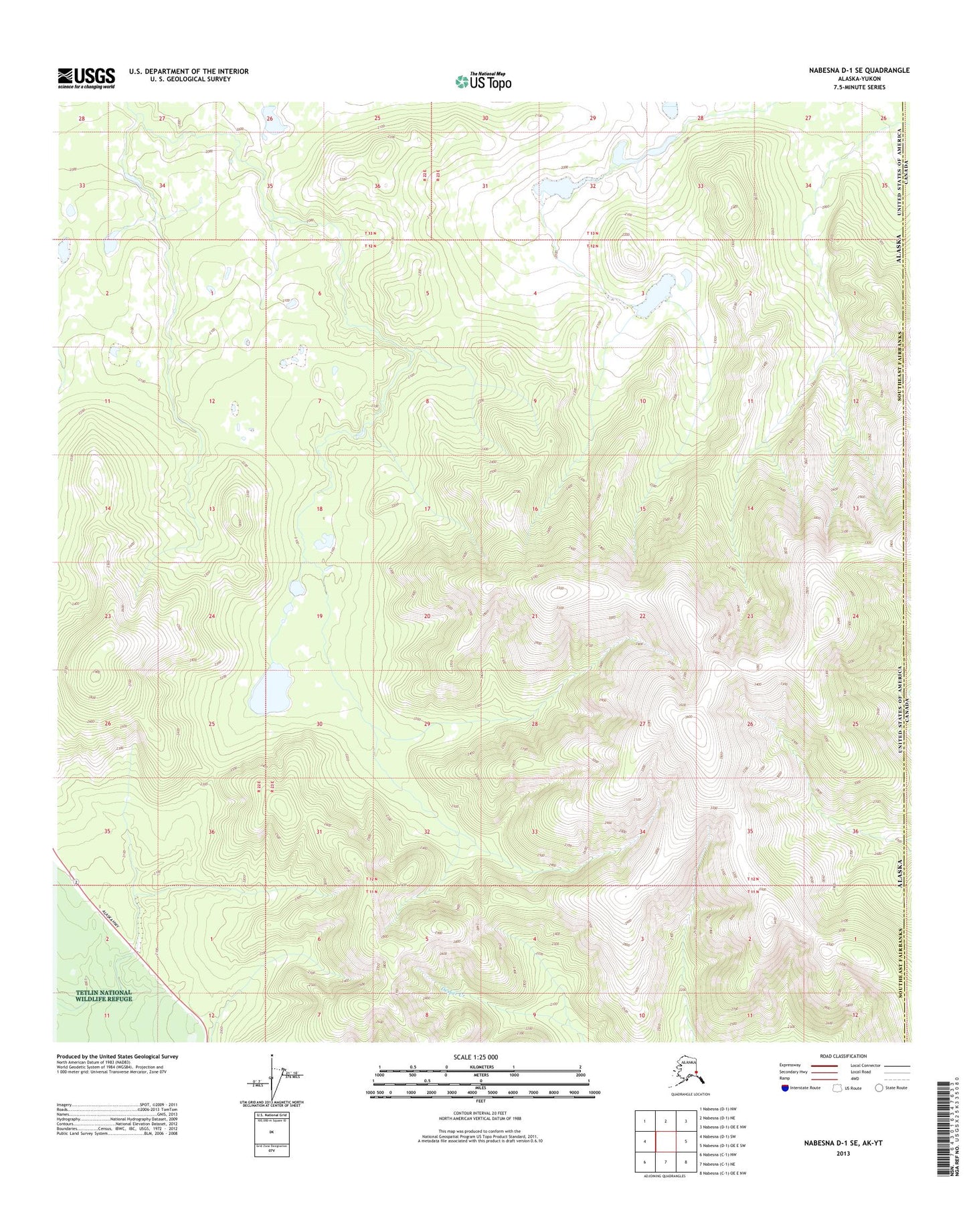 Nabesna D-1 SE Alaska US Topo Map Image