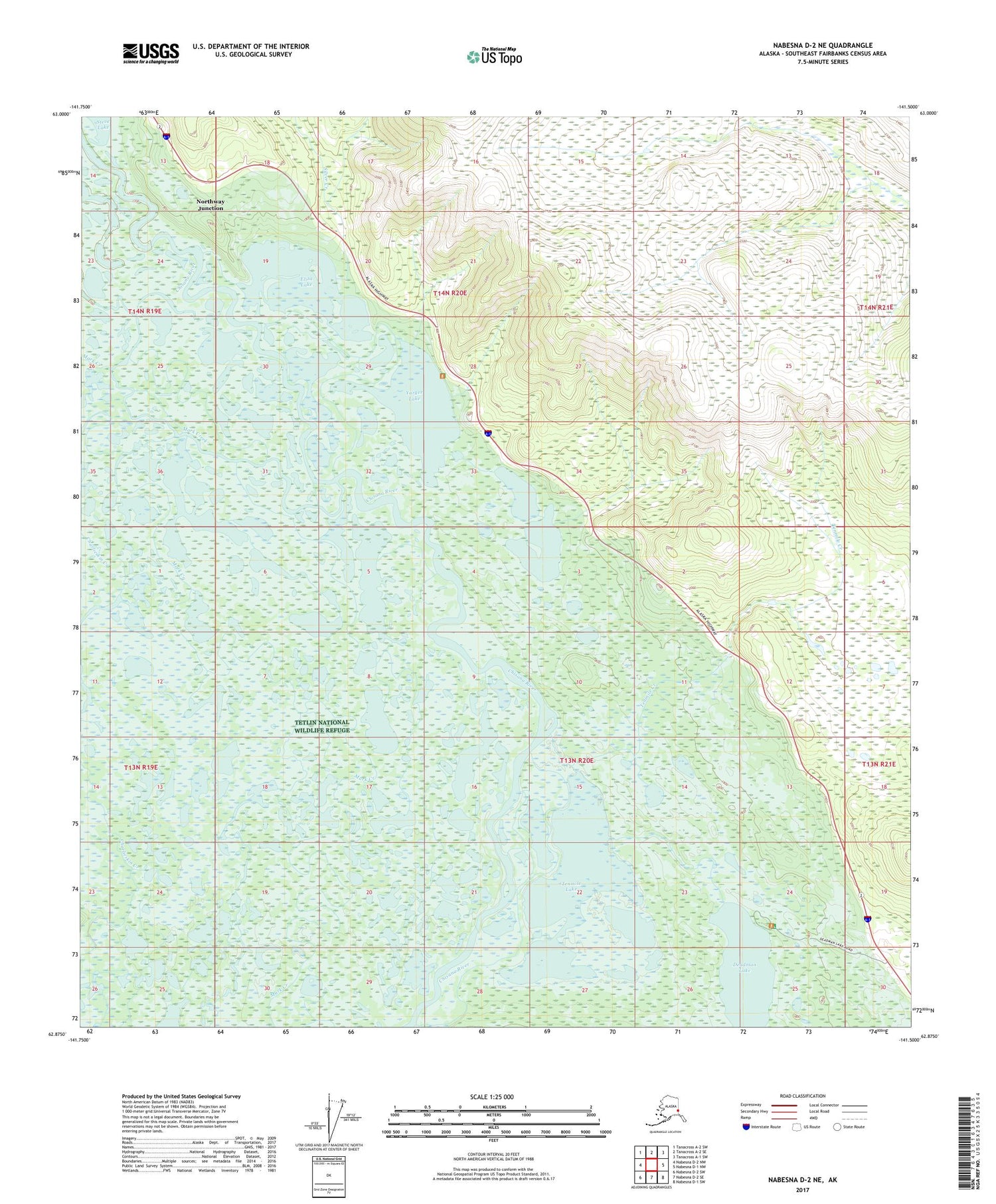 Nabesna D-2 NE Alaska US Topo Map Image