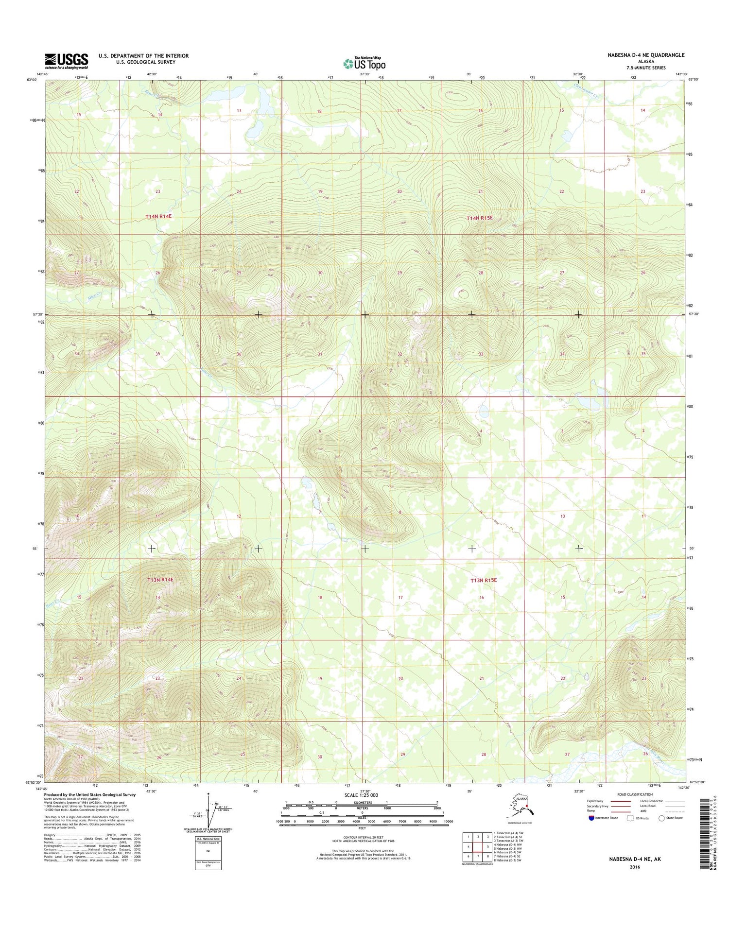 Nabesna D-4 NE Alaska US Topo Map Image