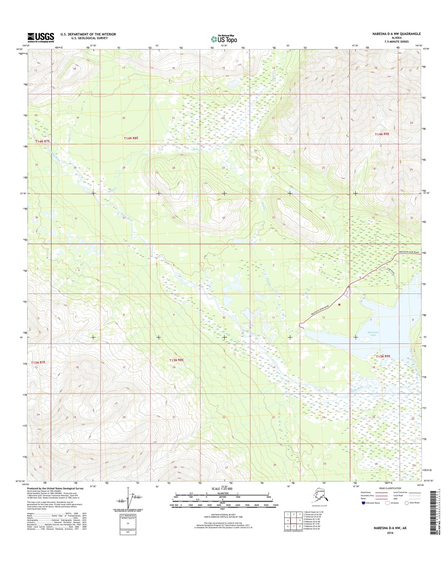 Nabesna D-6 NW Alaska US Topo Map Image