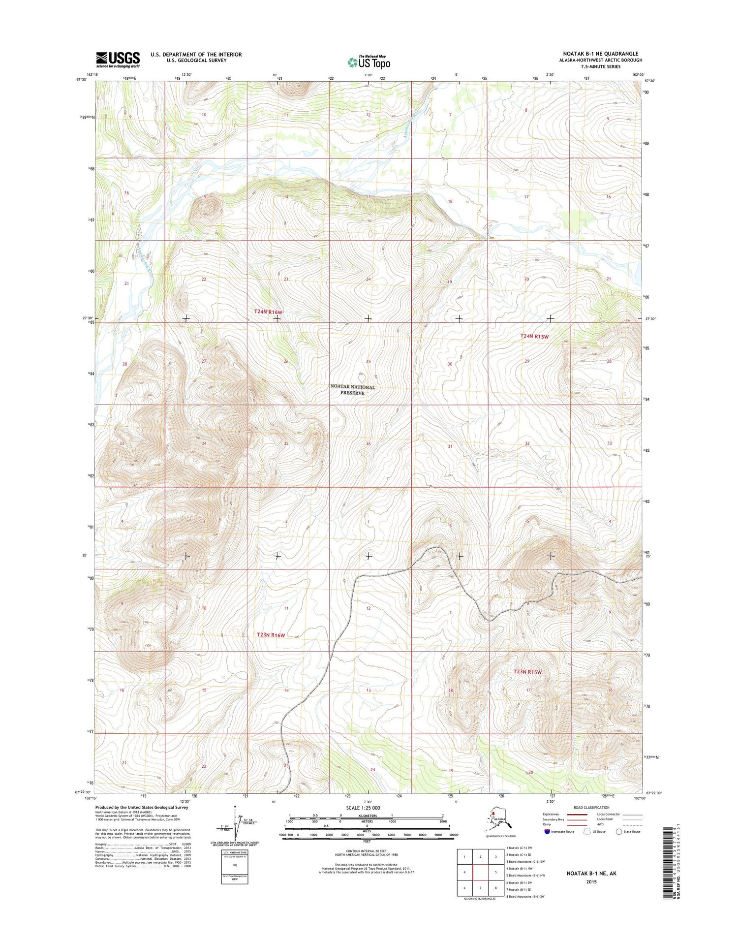 Noatak B-1 NE Alaska US Topo Map Image