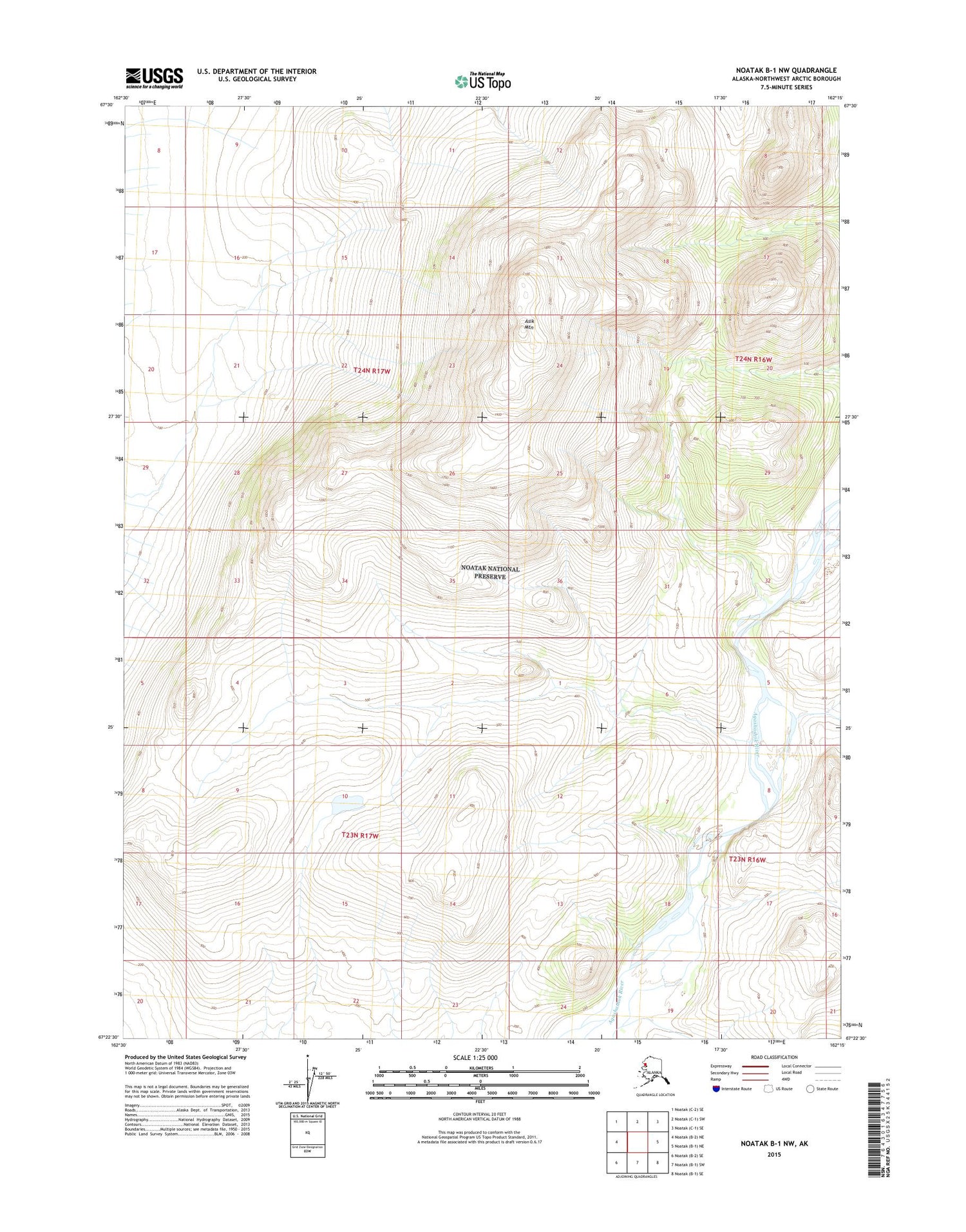 Noatak B-1 NW Alaska US Topo Map Image