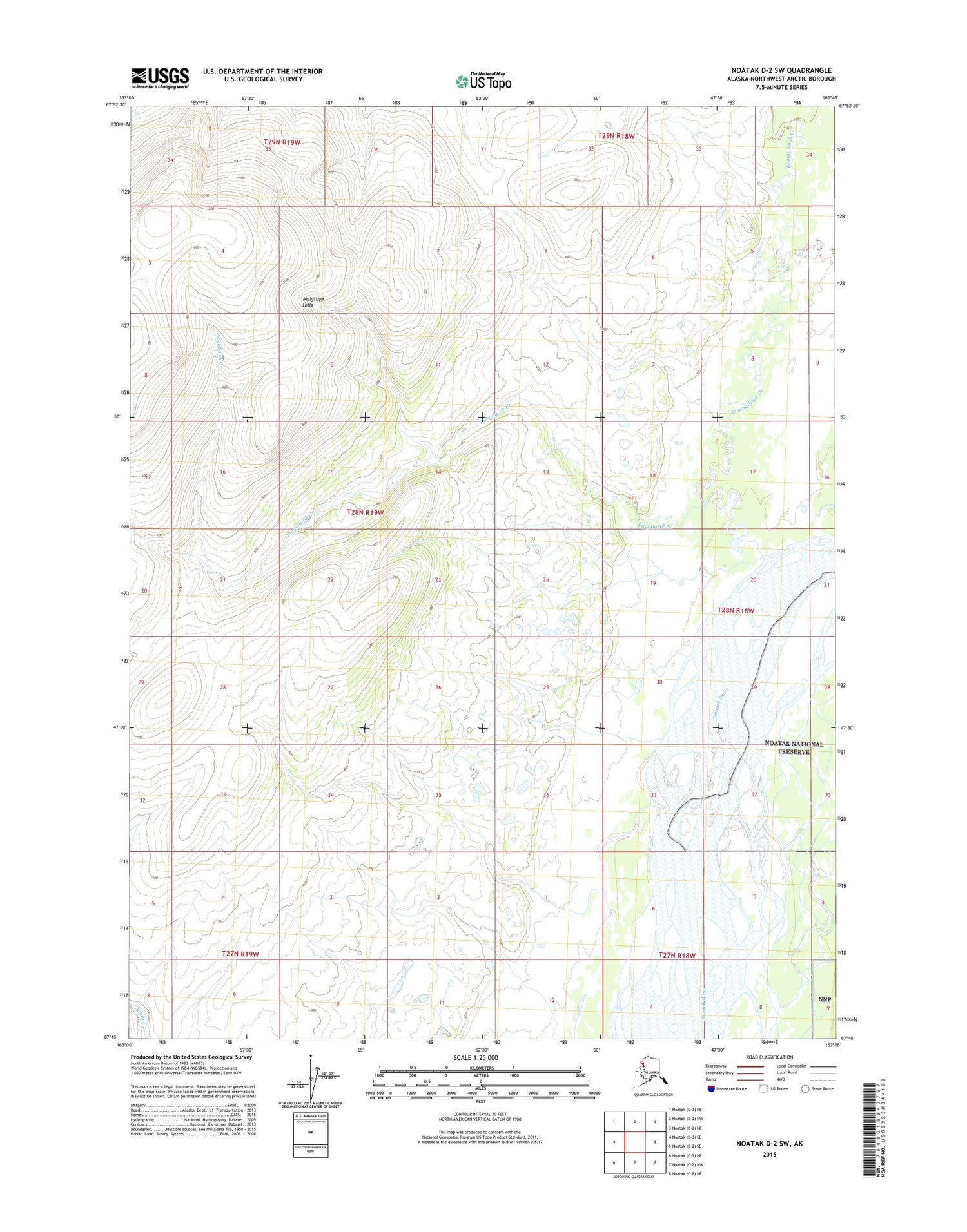 Noatak D-2 SW Alaska US Topo Map Image
