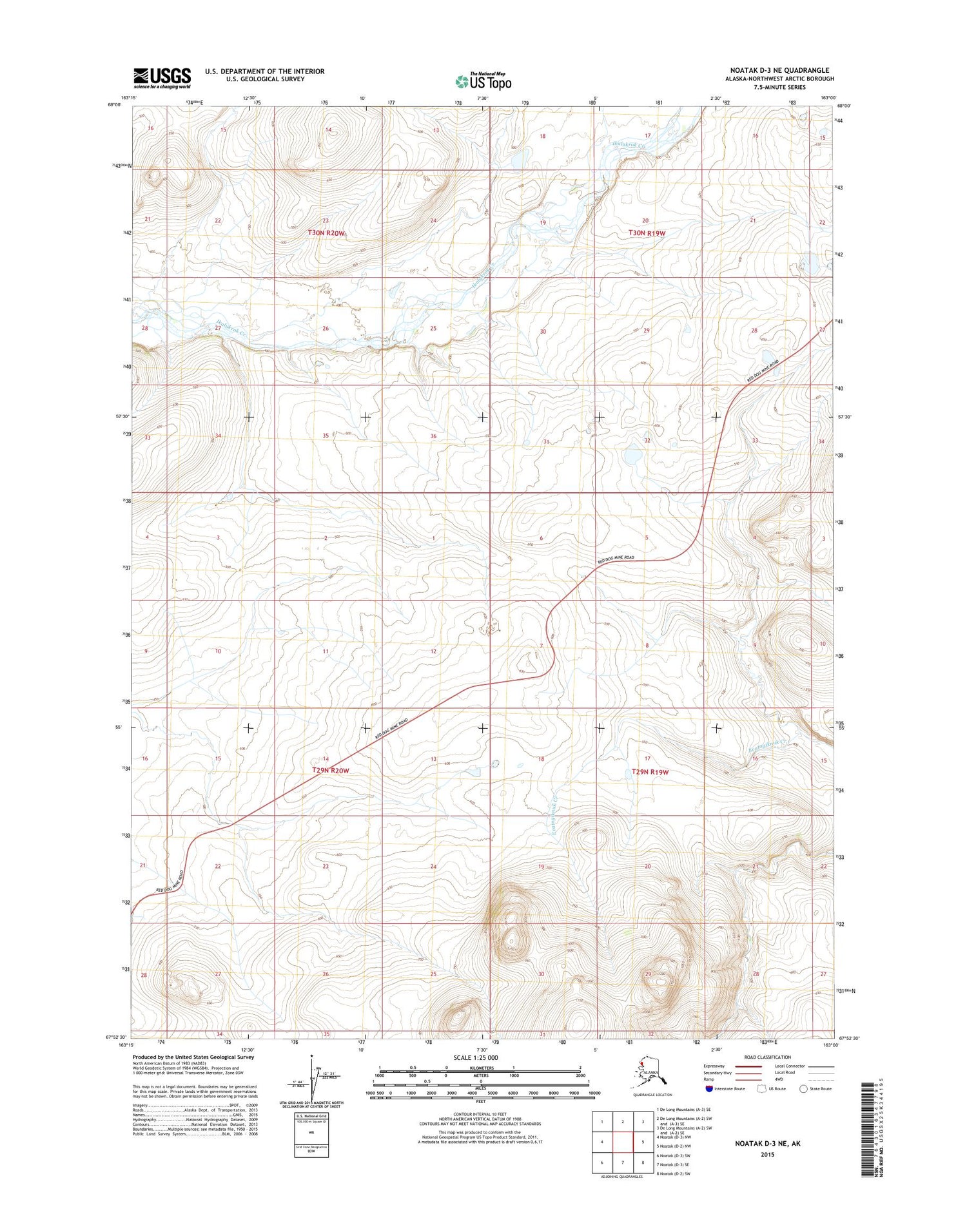 Noatak D-3 NE Alaska US Topo Map Image